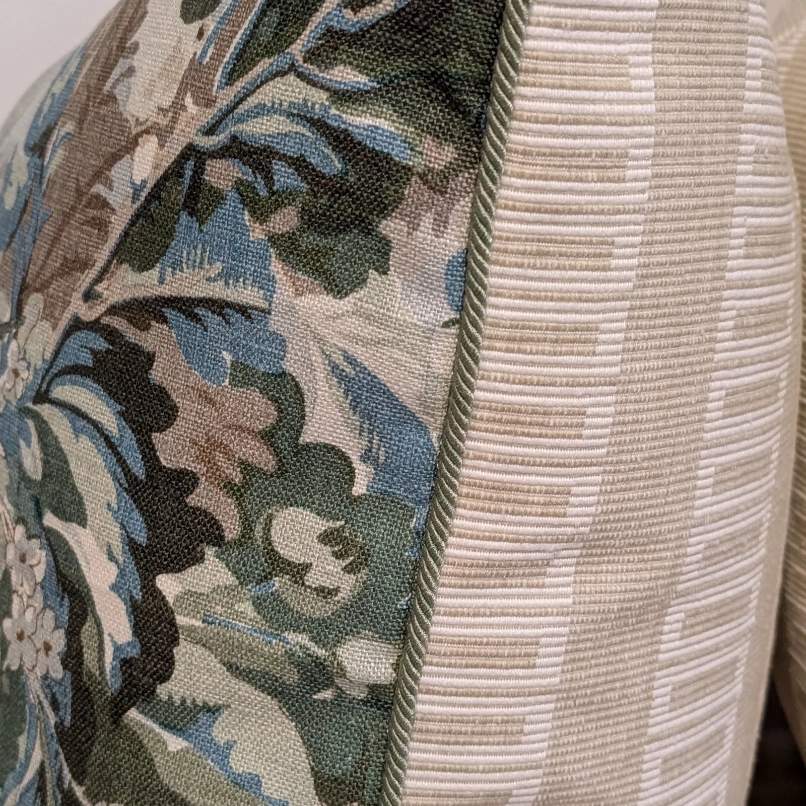 Cowtan & Tout Rutland Verdure Pillows With Green Cord and Scalamandre Lark Backs - 3