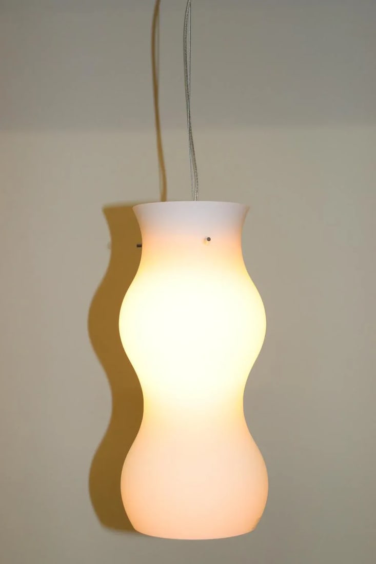 1990s Modern Murano Pendant Lamp White Glass - 6