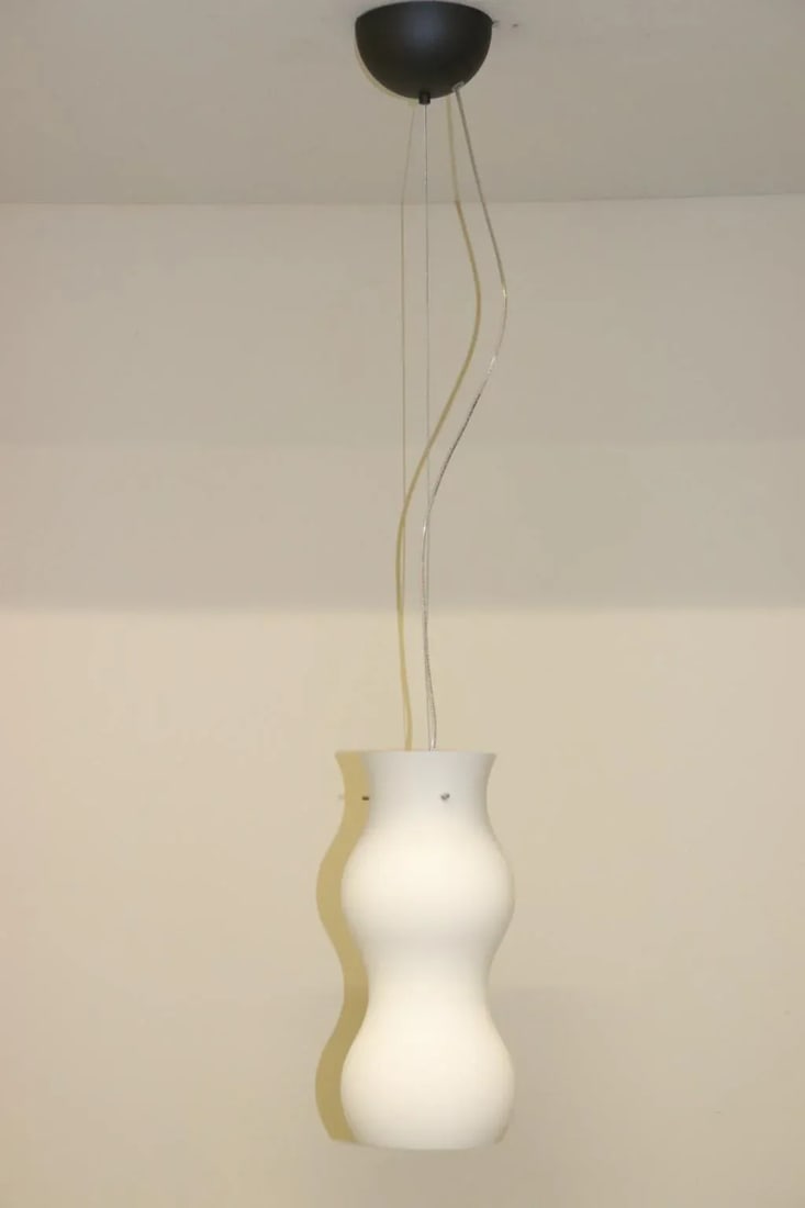 1990s Modern Murano Pendant Lamp White Glass - 8