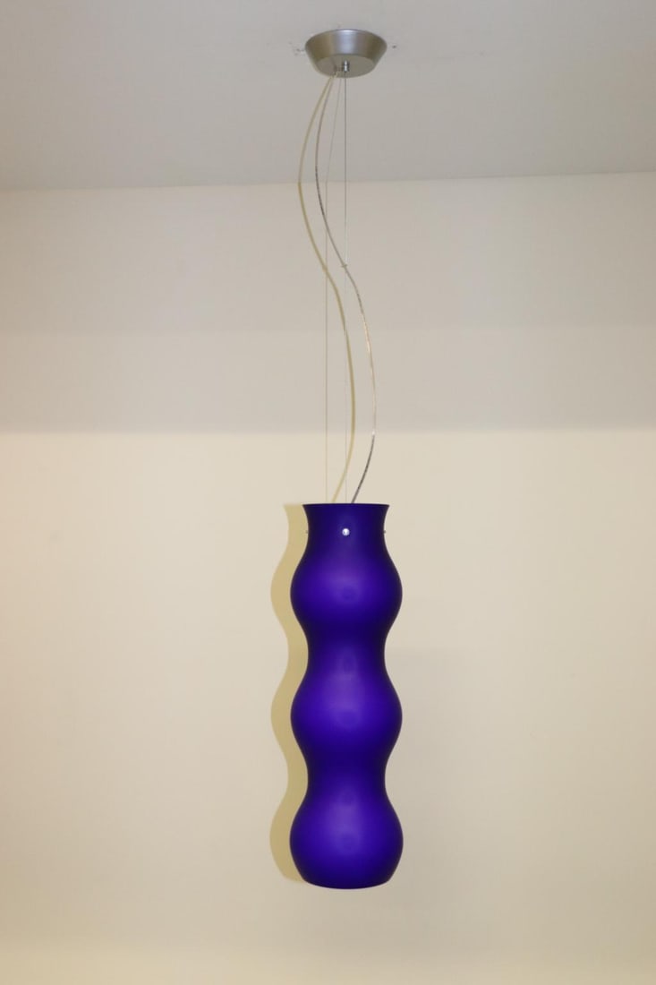 1990s Modern Murano Pendant Lamp Blue Glass - 2