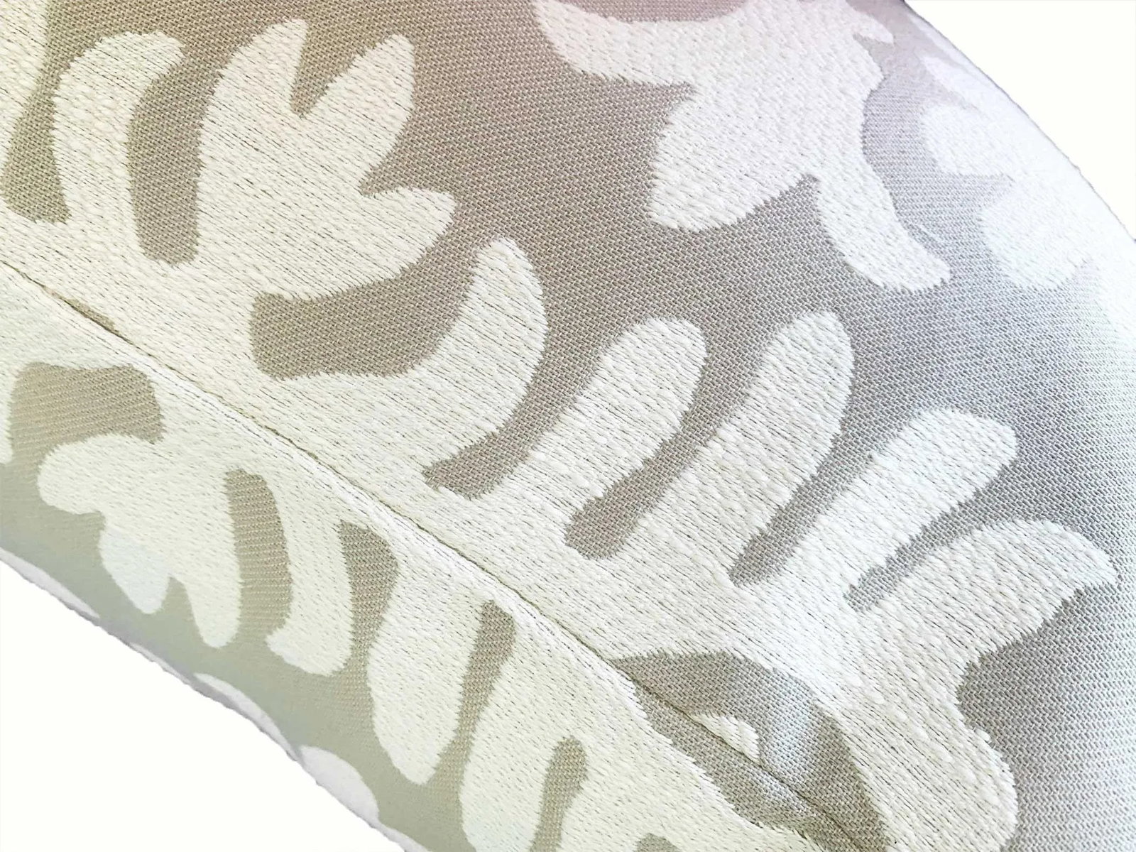 Taupe and White Medallion Pillows - A Pair - 4