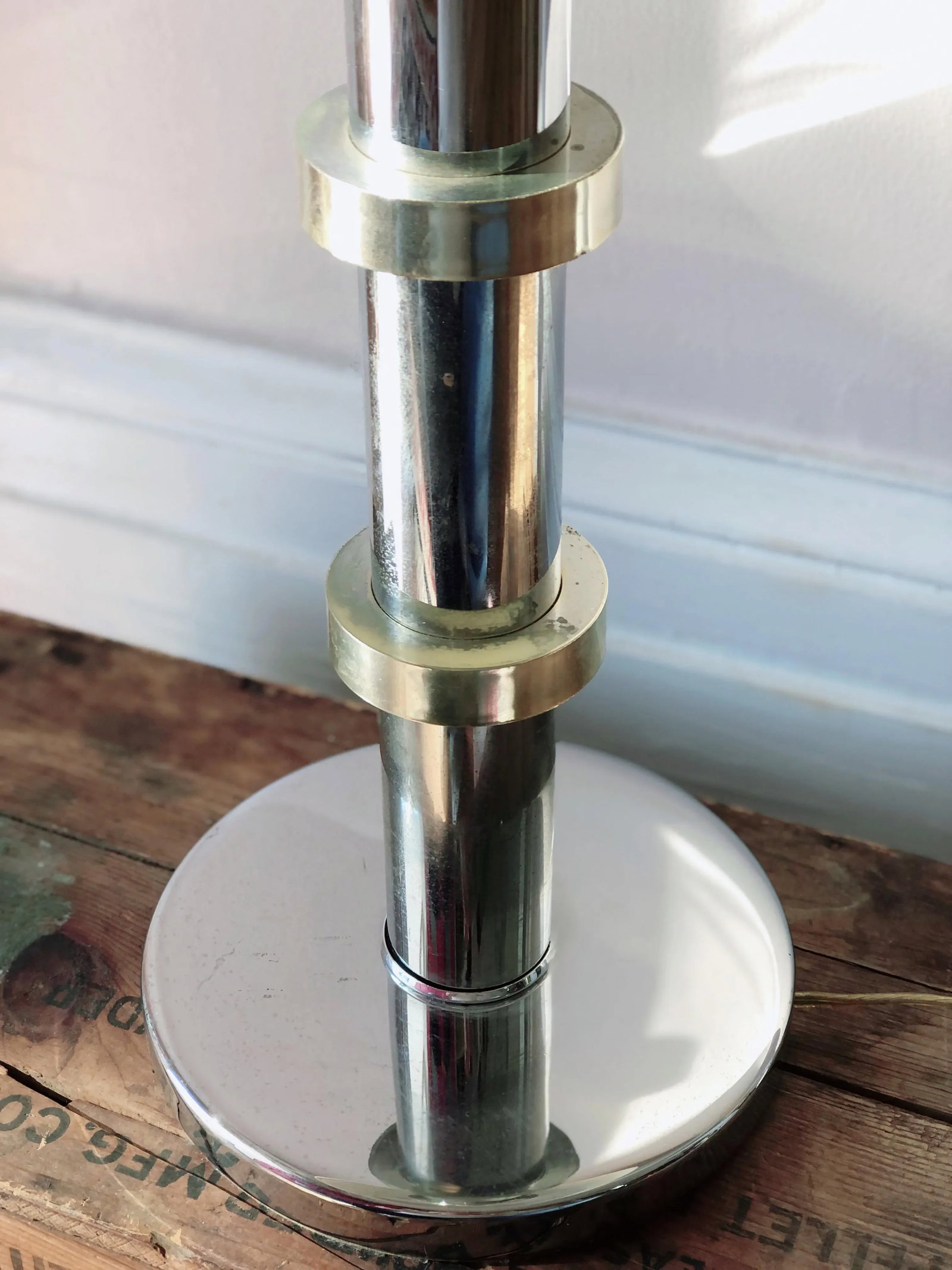 Mid Century Modern Chrome and Brass Ring Table Lamp - 2