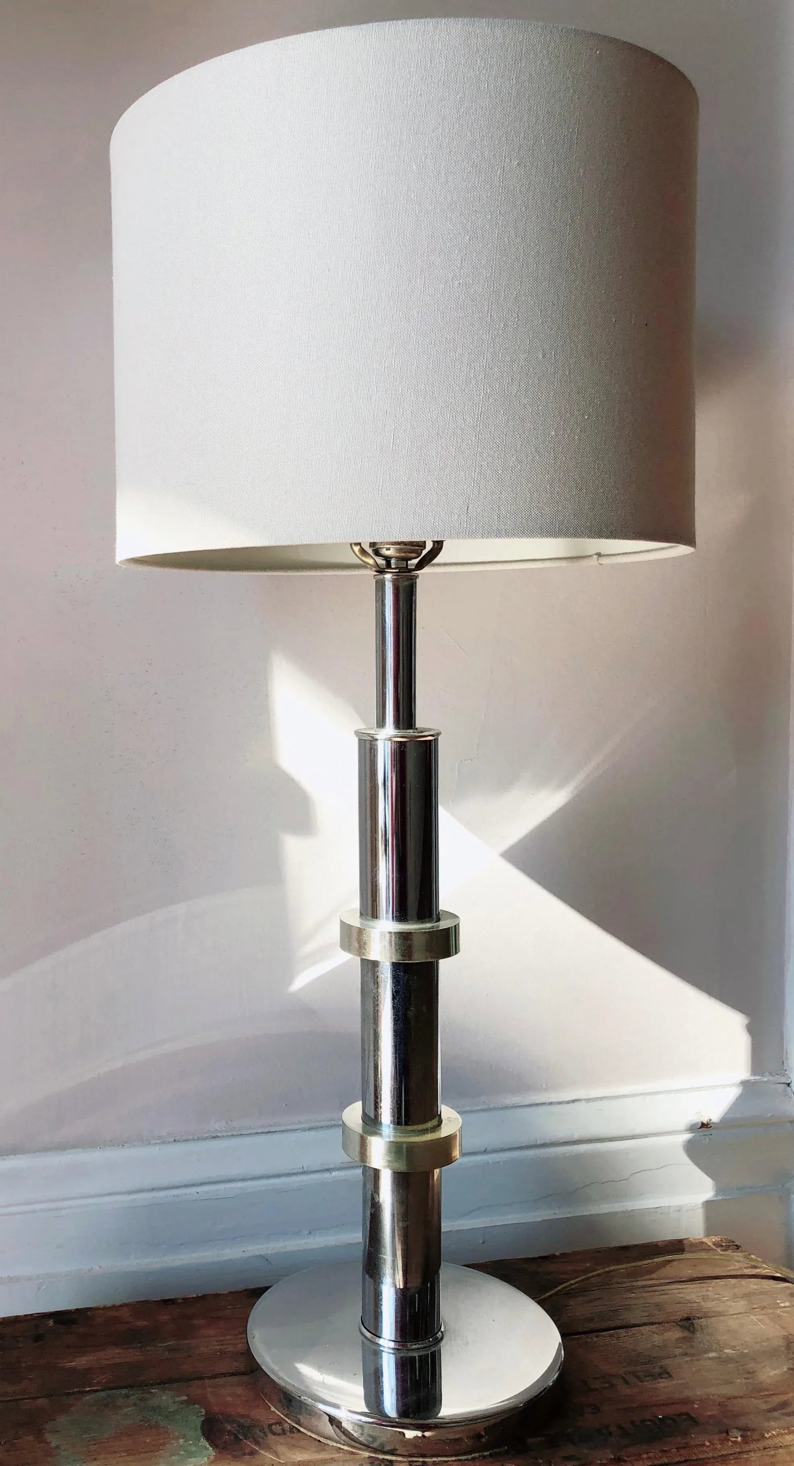 Mid Century Modern Chrome and Brass Ring Table Lamp - 5