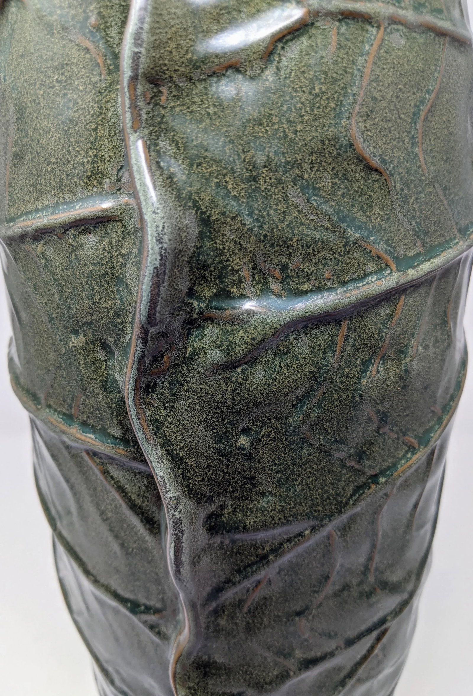 1970s Inspired Emerald Green Cabbage Style Ceramic Decorative Vase - 10