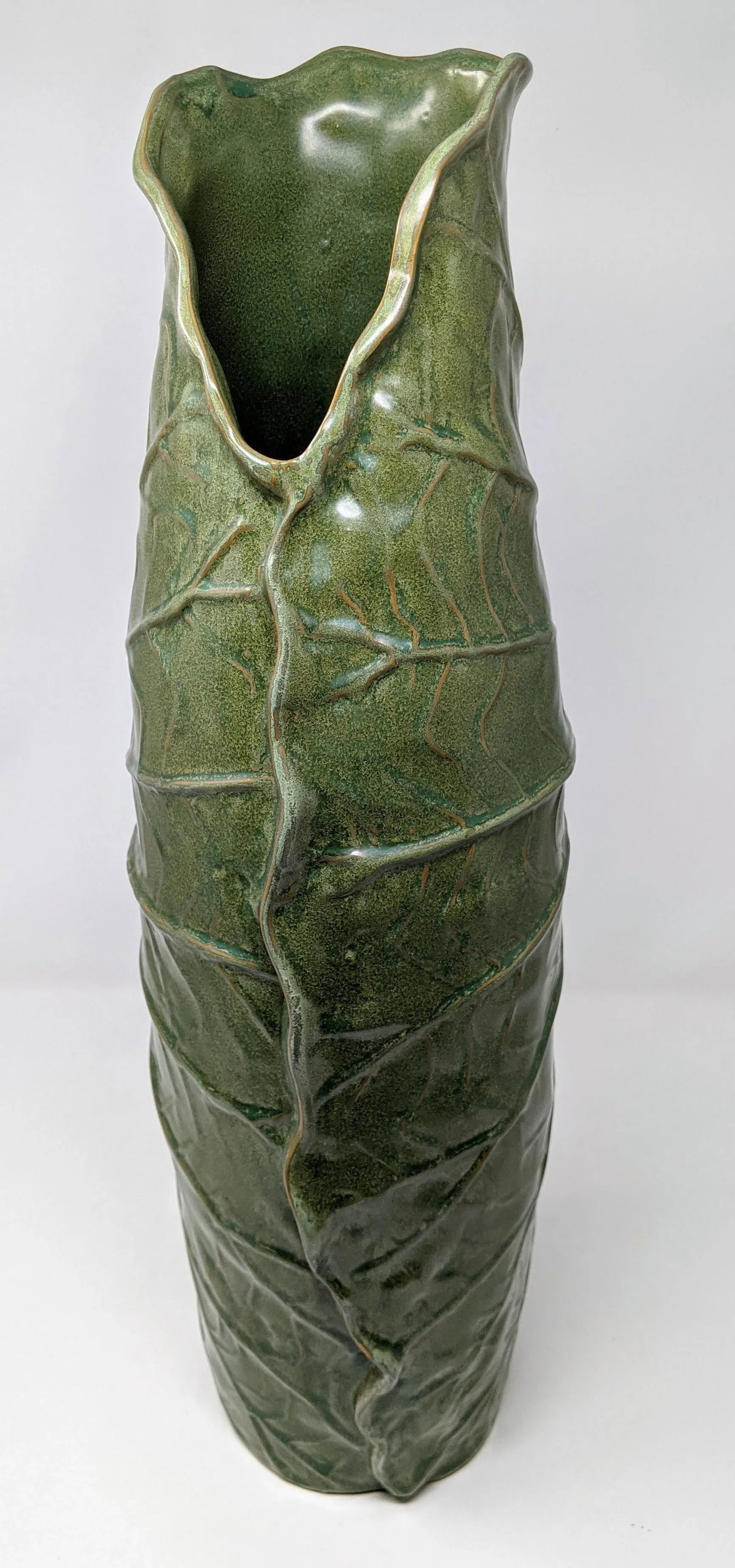 1970s Inspired Emerald Green Cabbage Style Ceramic Decorative Vase - 11