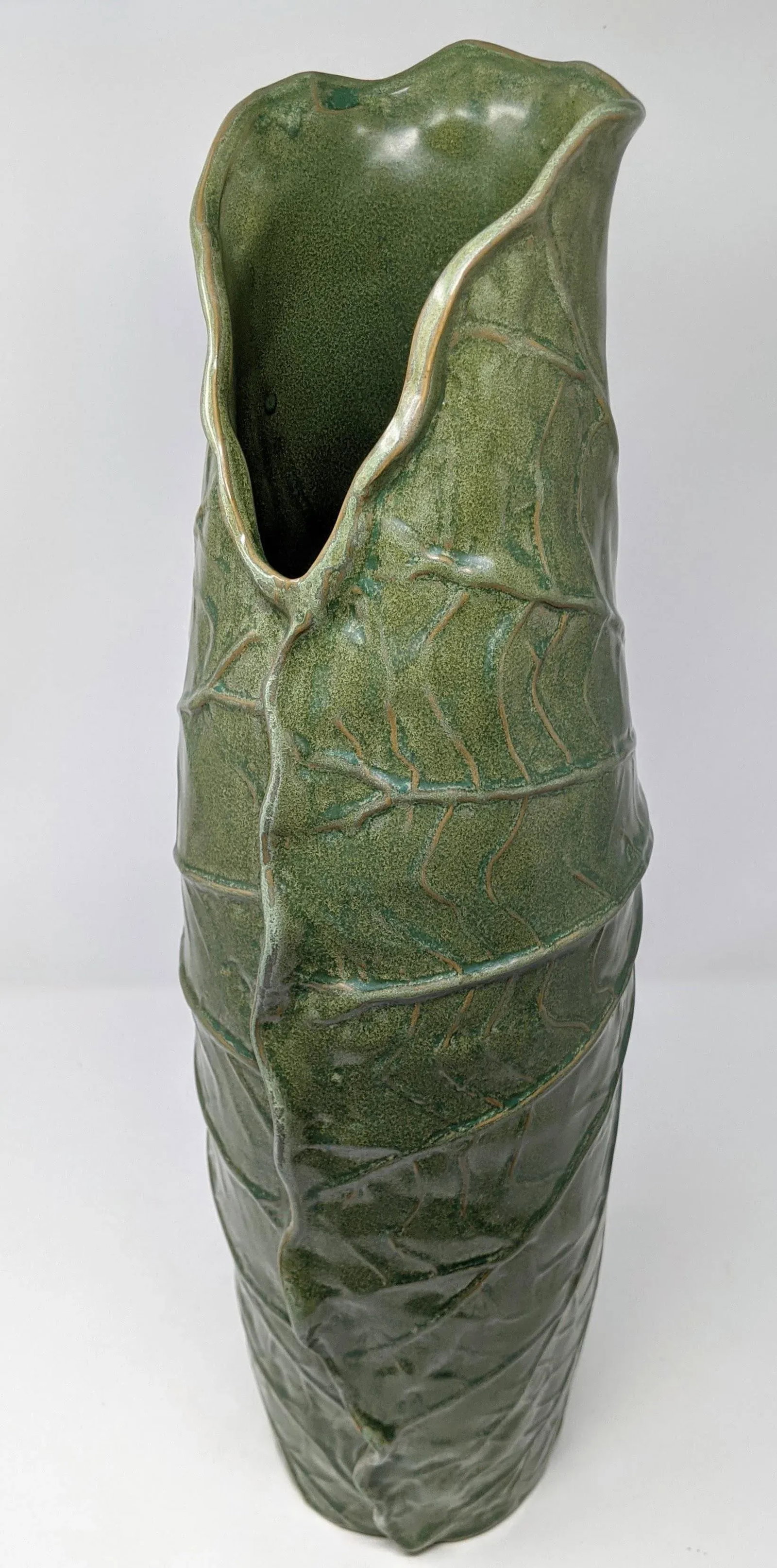 1970s Inspired Emerald Green Cabbage Style Ceramic Decorative Vase - 13