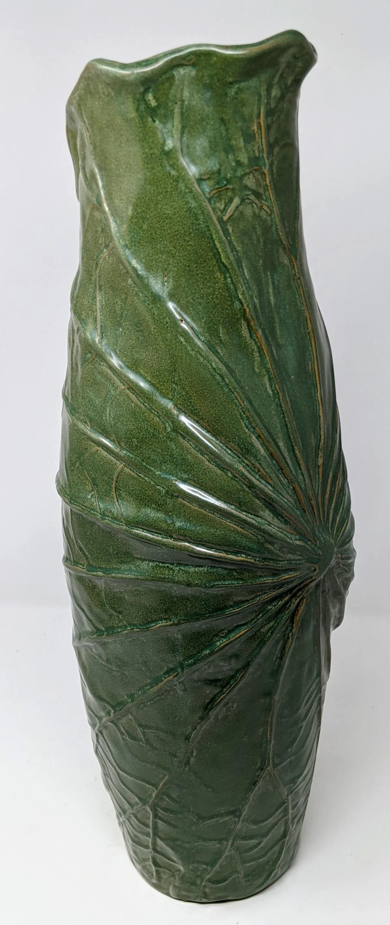 1970s Inspired Emerald Green Cabbage Style Ceramic Decorative Vase - 5