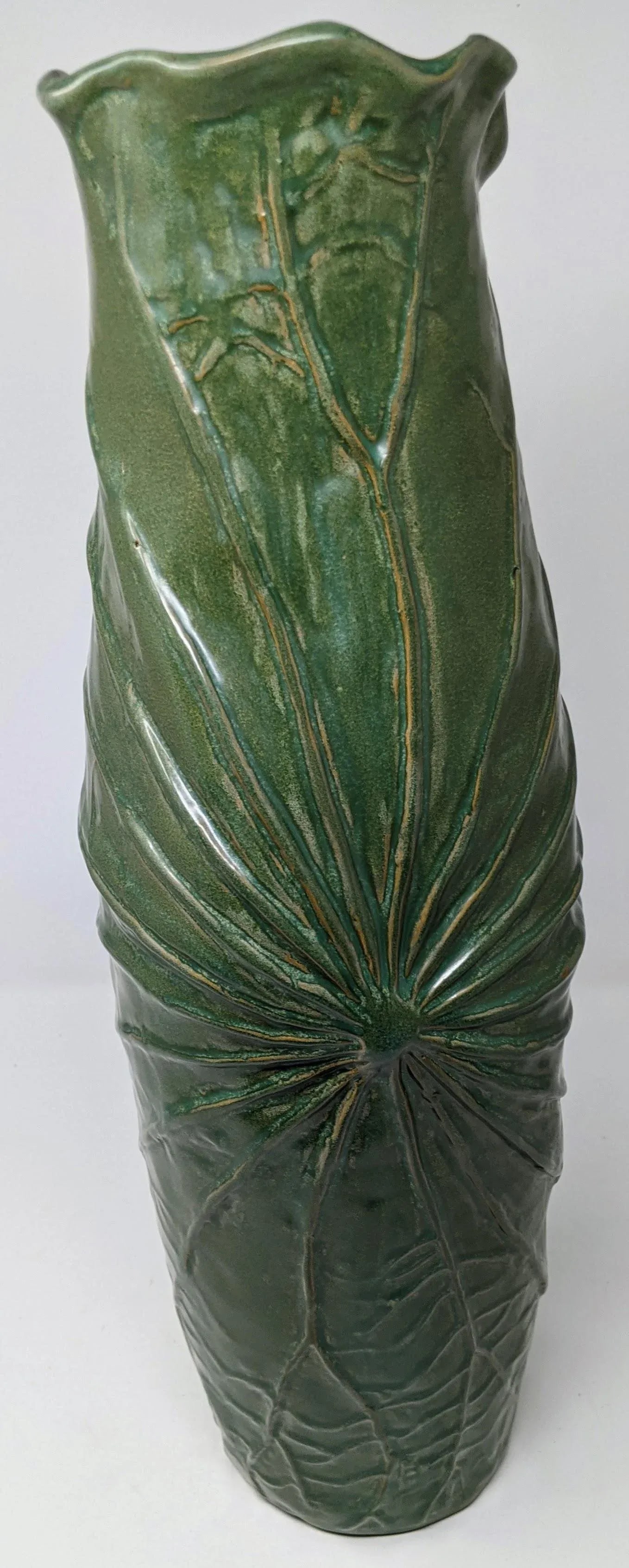 1970s Inspired Emerald Green Cabbage Style Ceramic Decorative Vase - 6