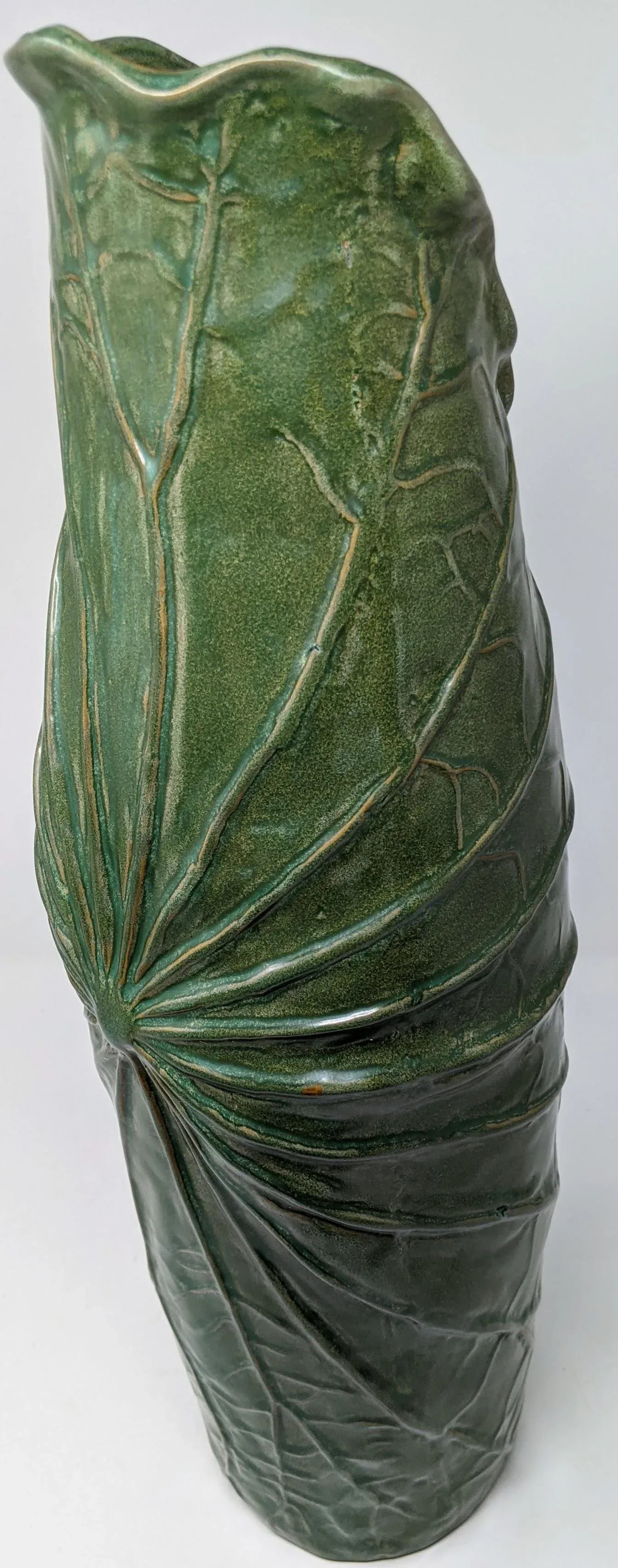 1970s Inspired Emerald Green Cabbage Style Ceramic Decorative Vase - 7