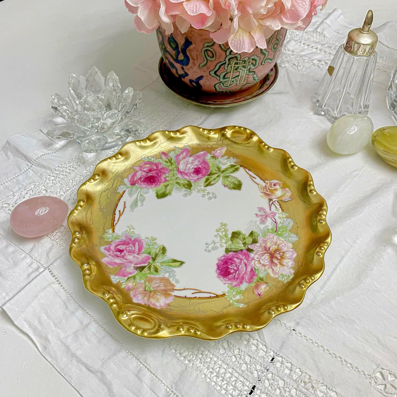Antique Early 1900s Art Nouveau Blakeman & Henderson Coiffe Limoges Hand-Painted Porcelain Cake Plat - 10