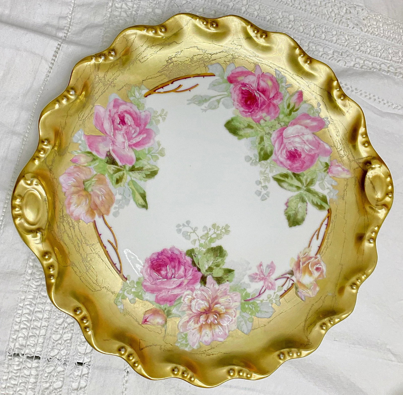 Antique Early 1900s Art Nouveau Blakeman & Henderson Coiffe Limoges Hand-Painted Porcelain Cake Plat - 11