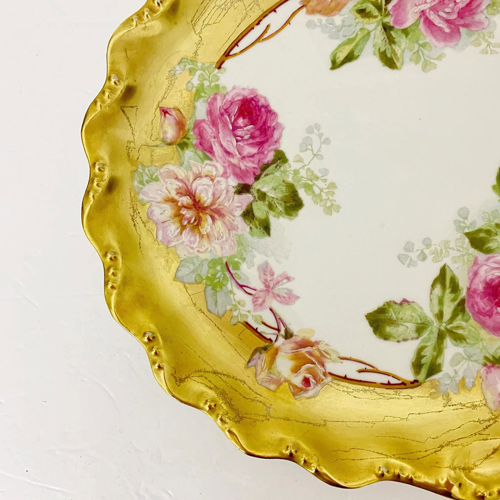 Antique Early 1900s Art Nouveau Blakeman & Henderson Coiffe Limoges Hand-Painted Porcelain Cake Plat - 3
