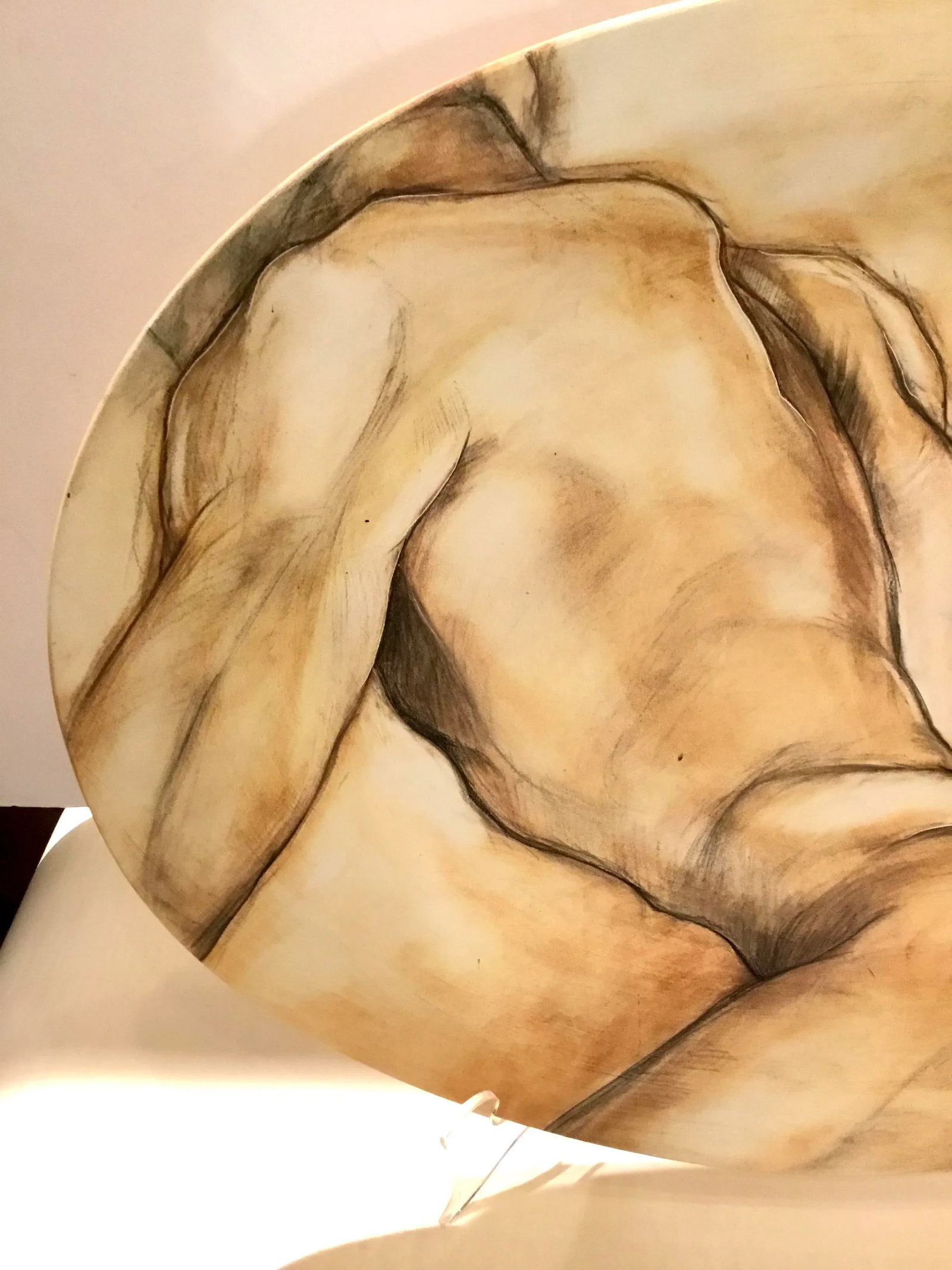 Hand Painted Signed Male Nude Study Plate - 2