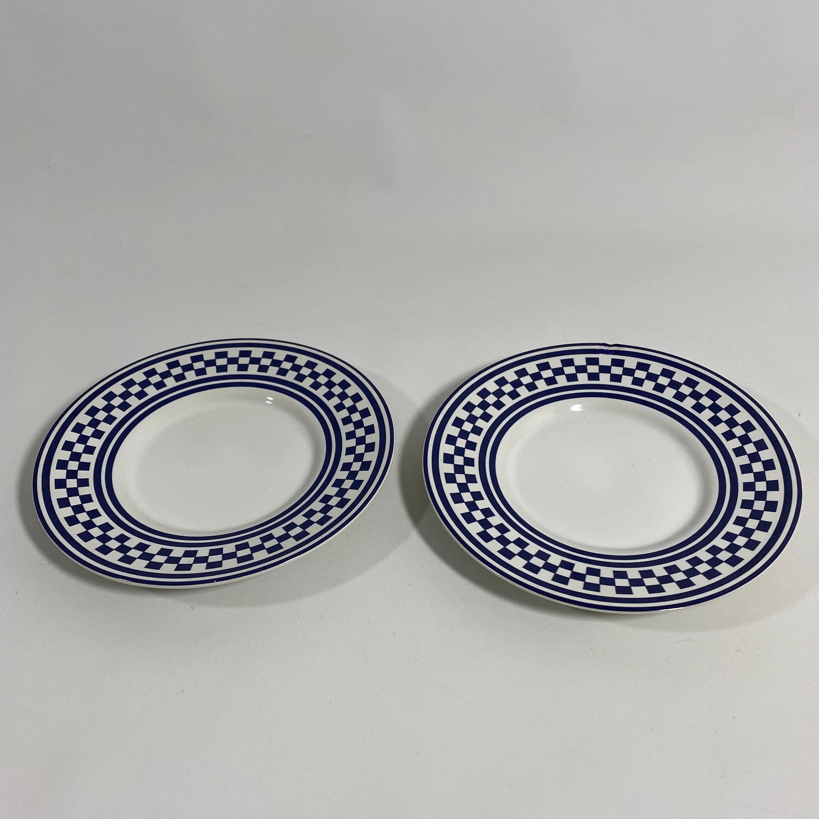 1994 Classic Checks Checkerboard Blue Coffee/Tea Cups Set of 2 - 4