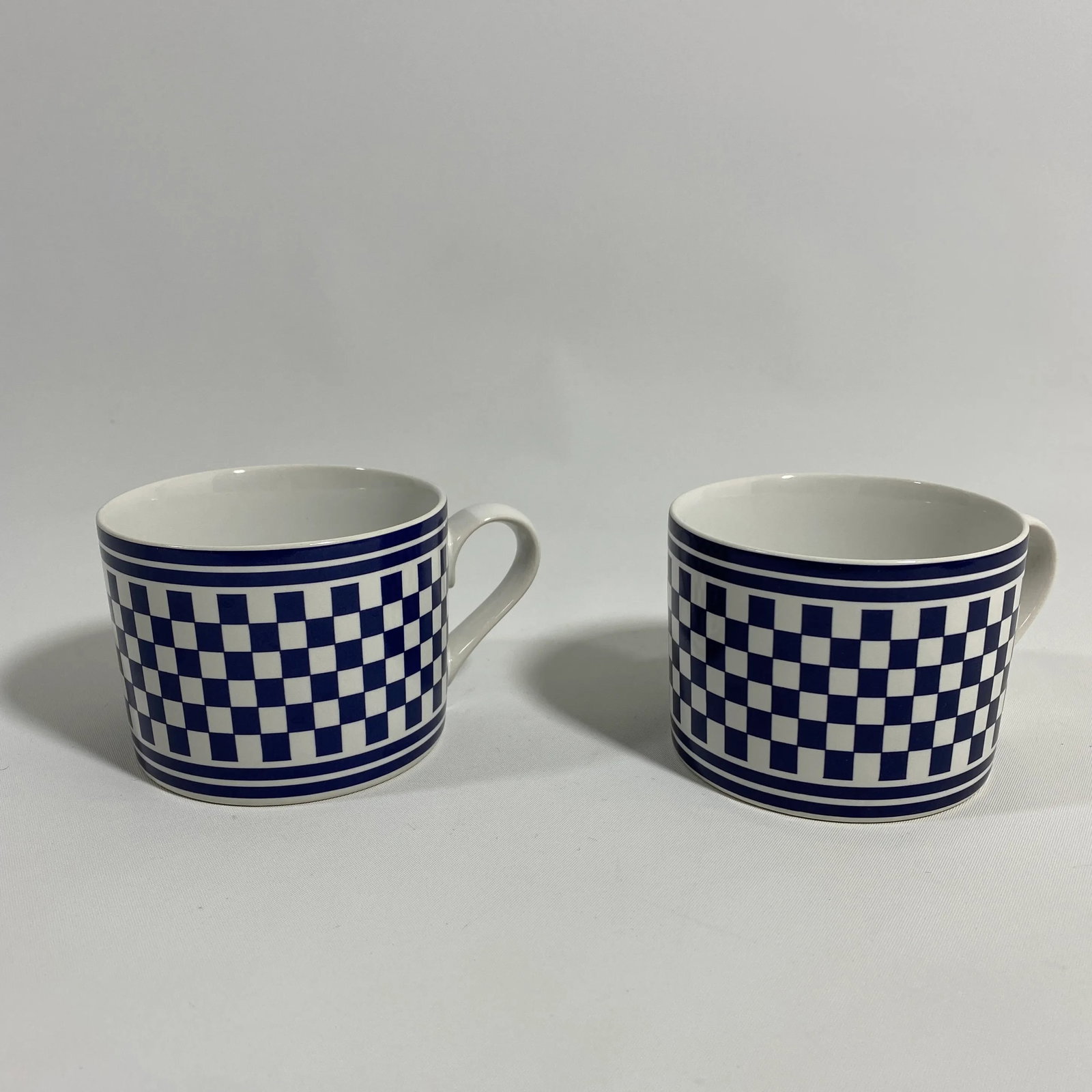 1994 Classic Checks Checkerboard Blue Coffee/Tea Cups Set of 2 - 9