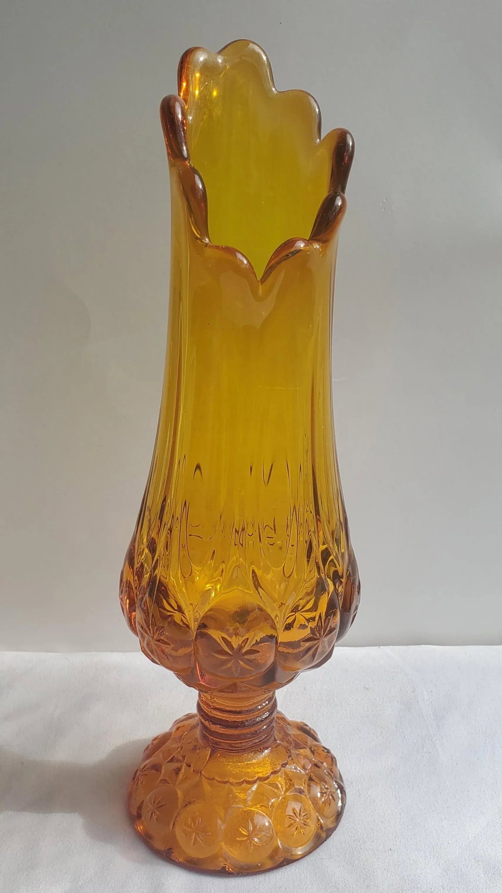1966 Kanawha Amber Moon and Stars Glass Swung Vase - 10