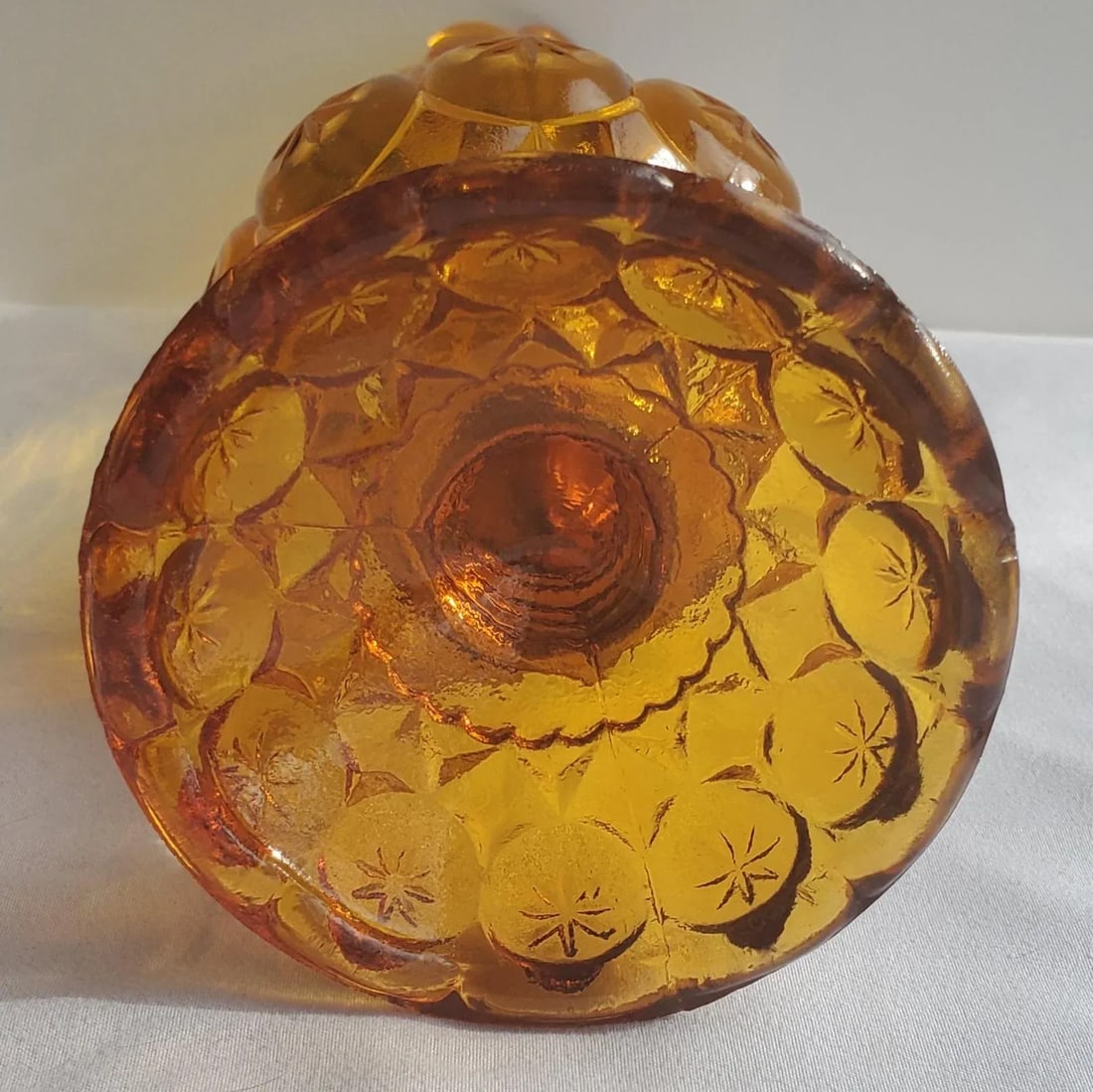1966 Kanawha Amber Moon and Stars Glass Swung Vase - 7