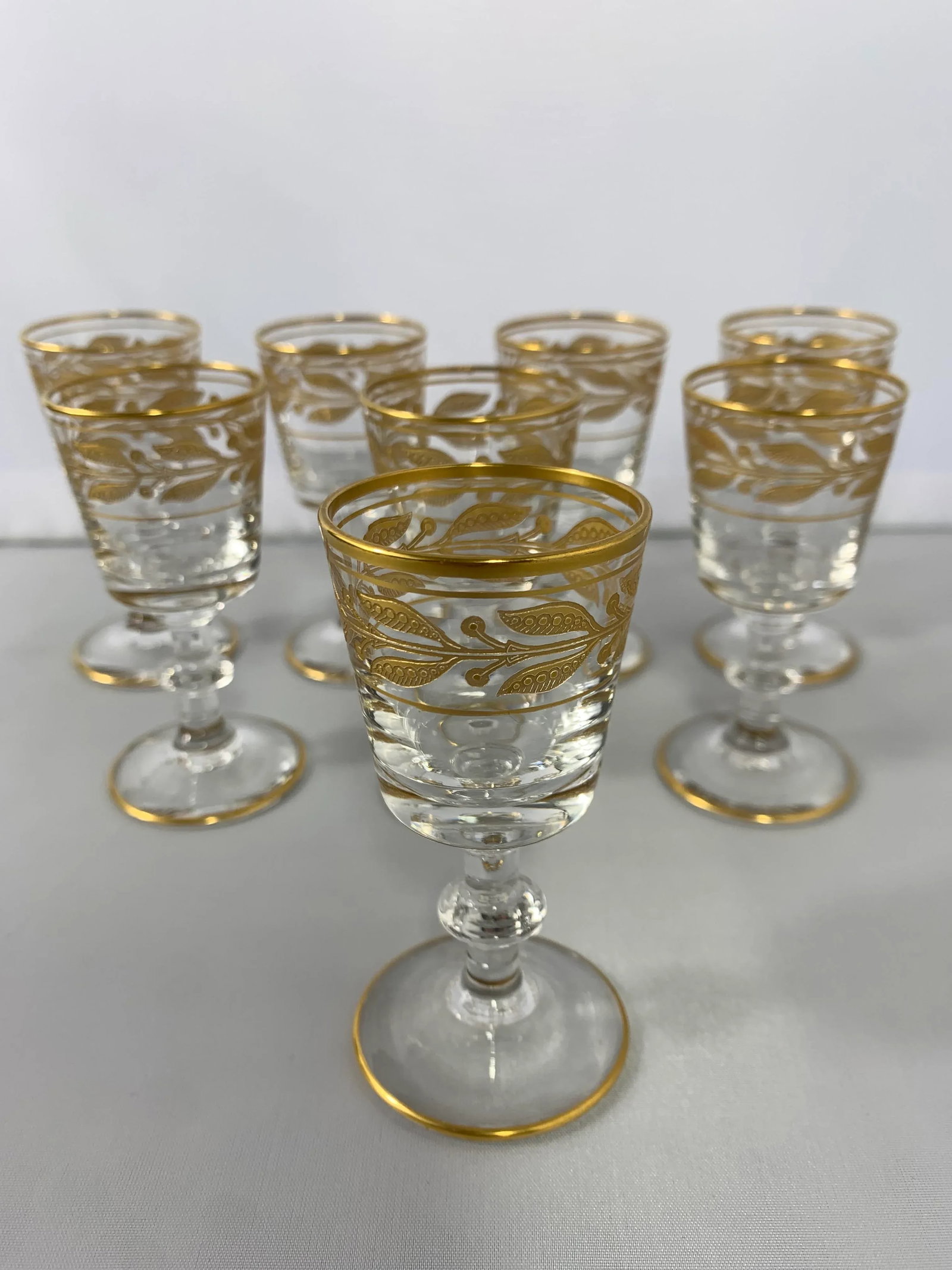 Vintage Glastonbury-Lotus Laurel Gold Crystal Cordial Stemware - Set of 8 - 11