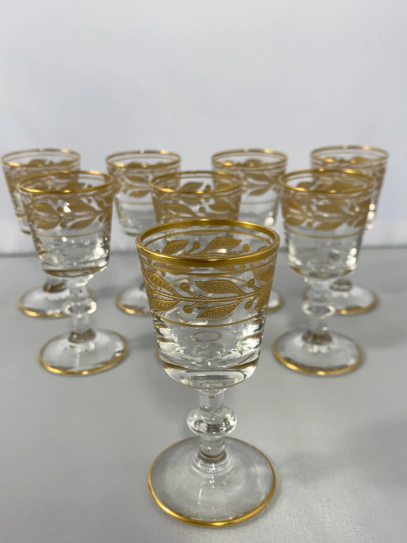 Vintage Glastonbury-Lotus Laurel Gold Crystal Cordial Stemware - Set of 8 - 2