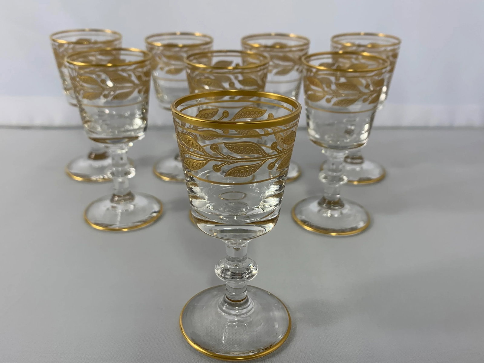Vintage Glastonbury-Lotus Laurel Gold Crystal Cordial Stemware - Set of 8 - 3