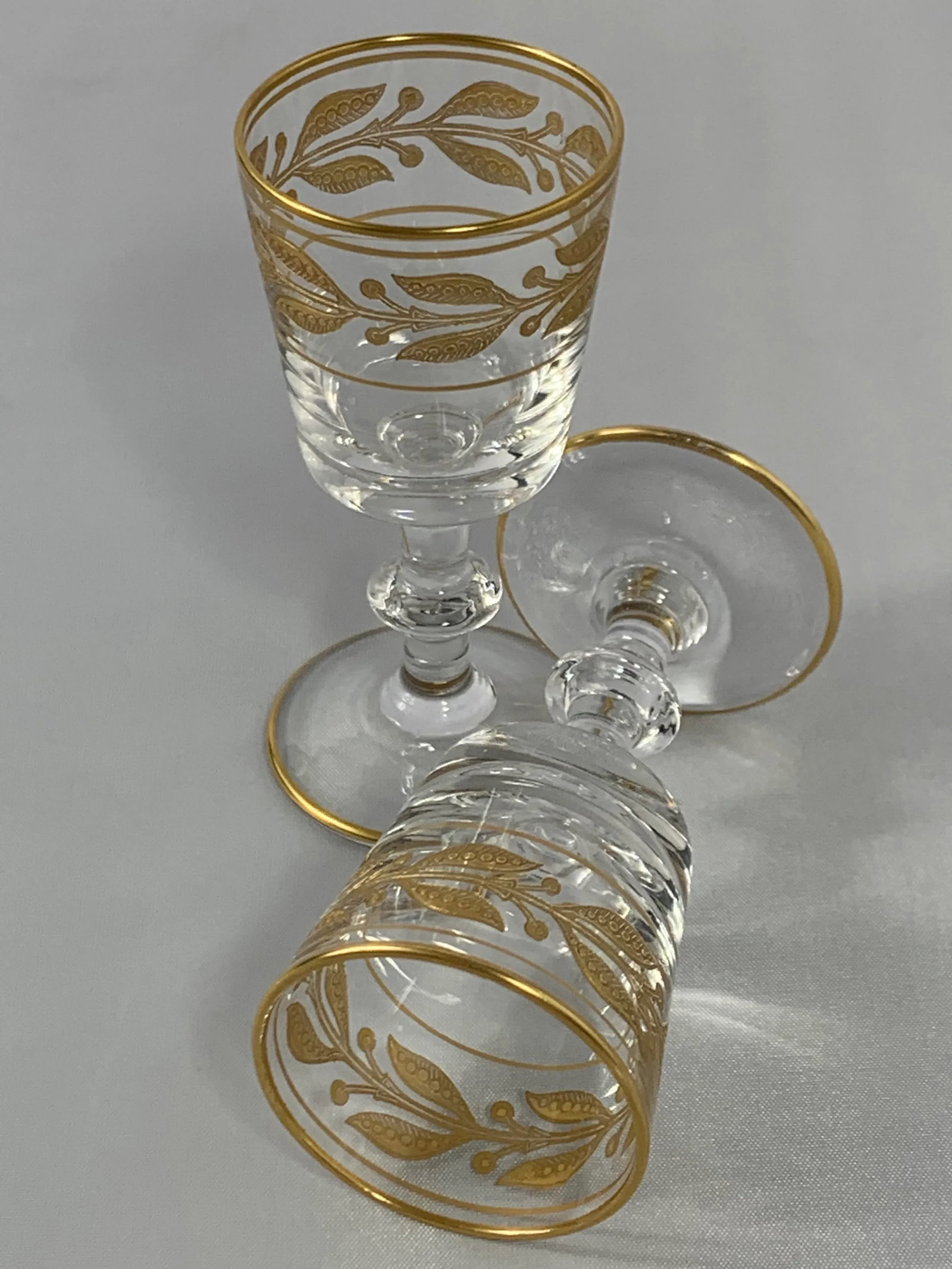 Vintage Glastonbury-Lotus Laurel Gold Crystal Cordial Stemware - Set of 8 - 6