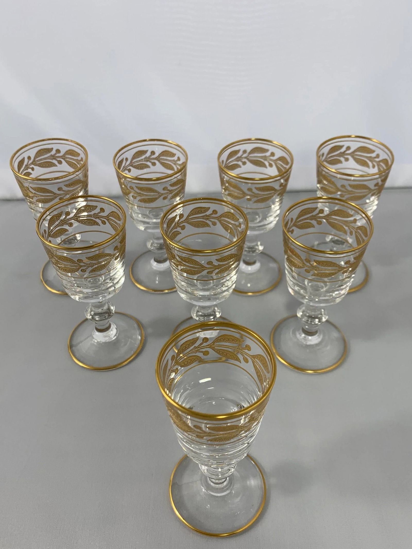 Vintage Glastonbury-Lotus Laurel Gold Crystal Cordial Stemware - Set of 8 - 9