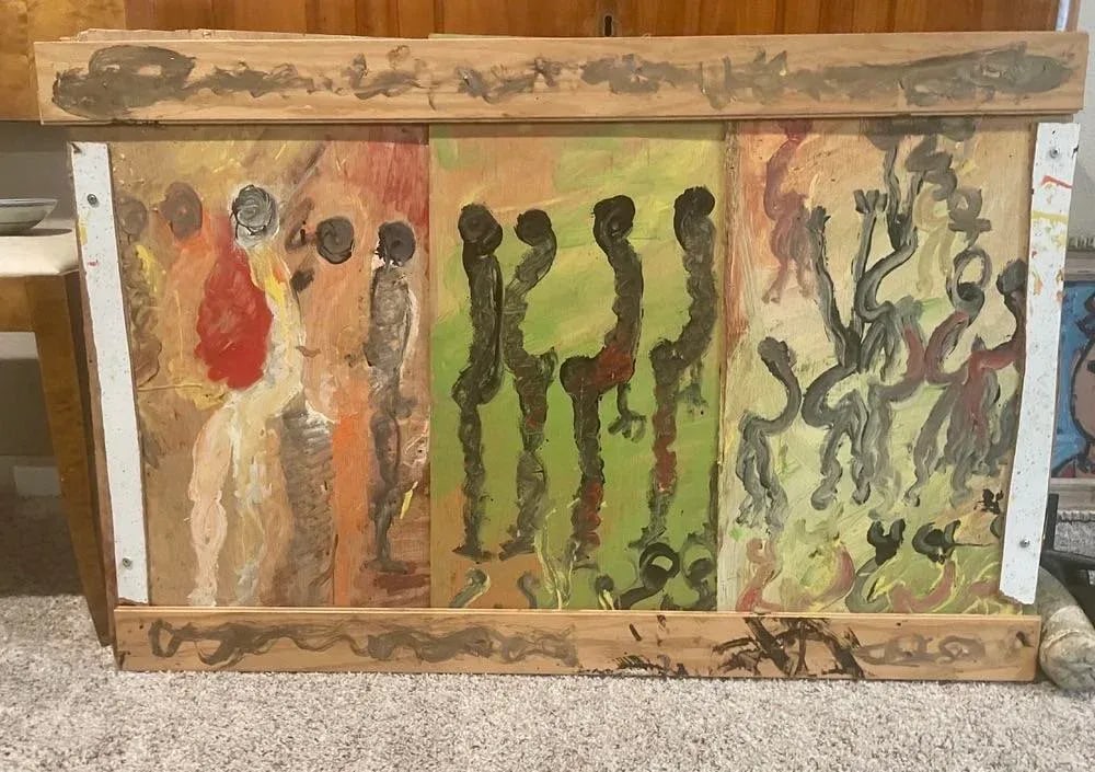 Large Purvis Young Painting on Panel, Signed, (42" Wide) - 6
