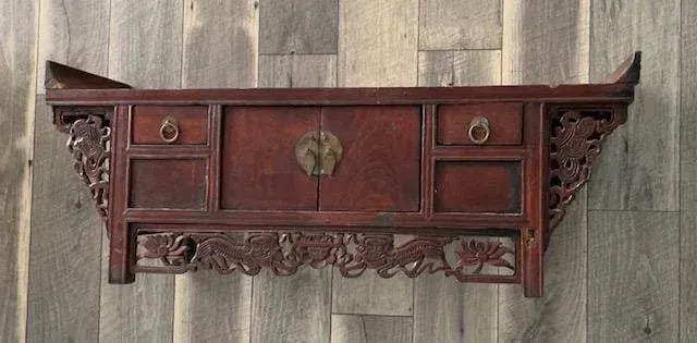 Chinese Long Exotic Hand Carved Wooden Drawers Altar Table - 12