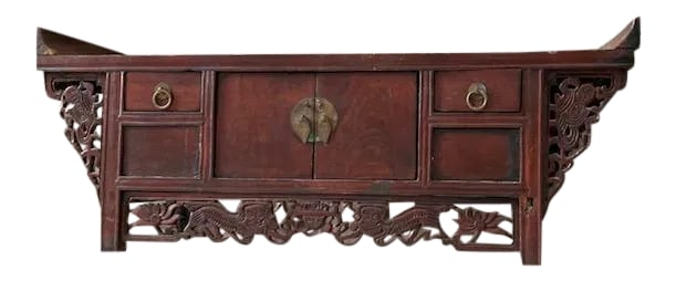 Chinese Long Exotic Hand Carved Wooden Drawers Altar Table (1 of 12)