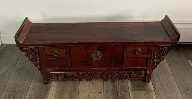 Chinese Long Exotic Hand Carved Wooden Drawers Altar Table - 2