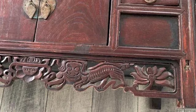 Chinese Long Exotic Hand Carved Wooden Drawers Altar Table - 7