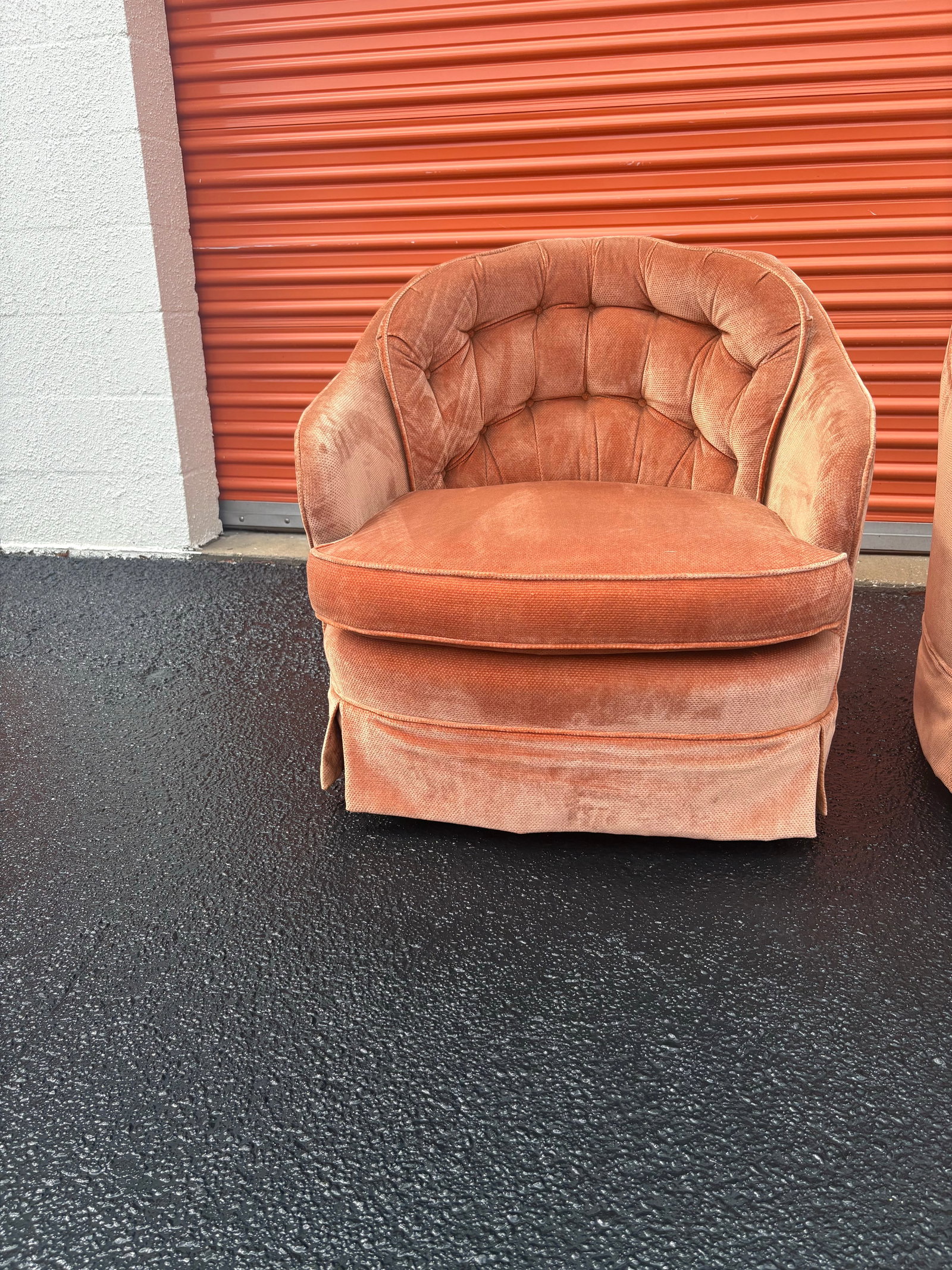 Swivel Barrel Tufted Club Lounge Chairs - 2