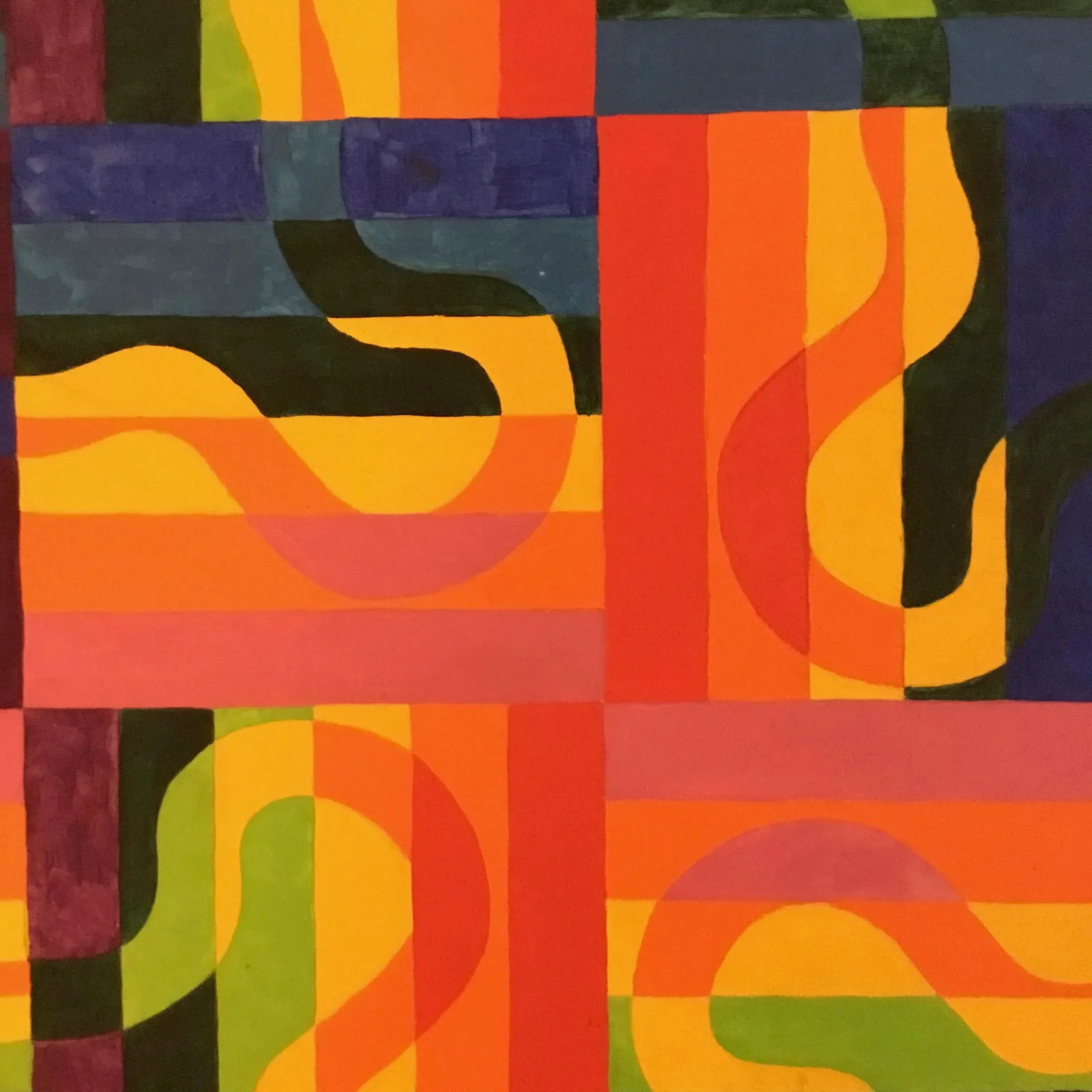 1960s Op Art Oil Painting on Canvas, Framed - 2