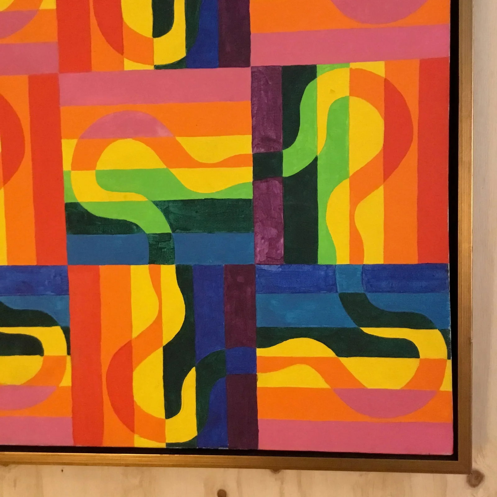 1960s Op Art Oil Painting on Canvas, Framed - 3