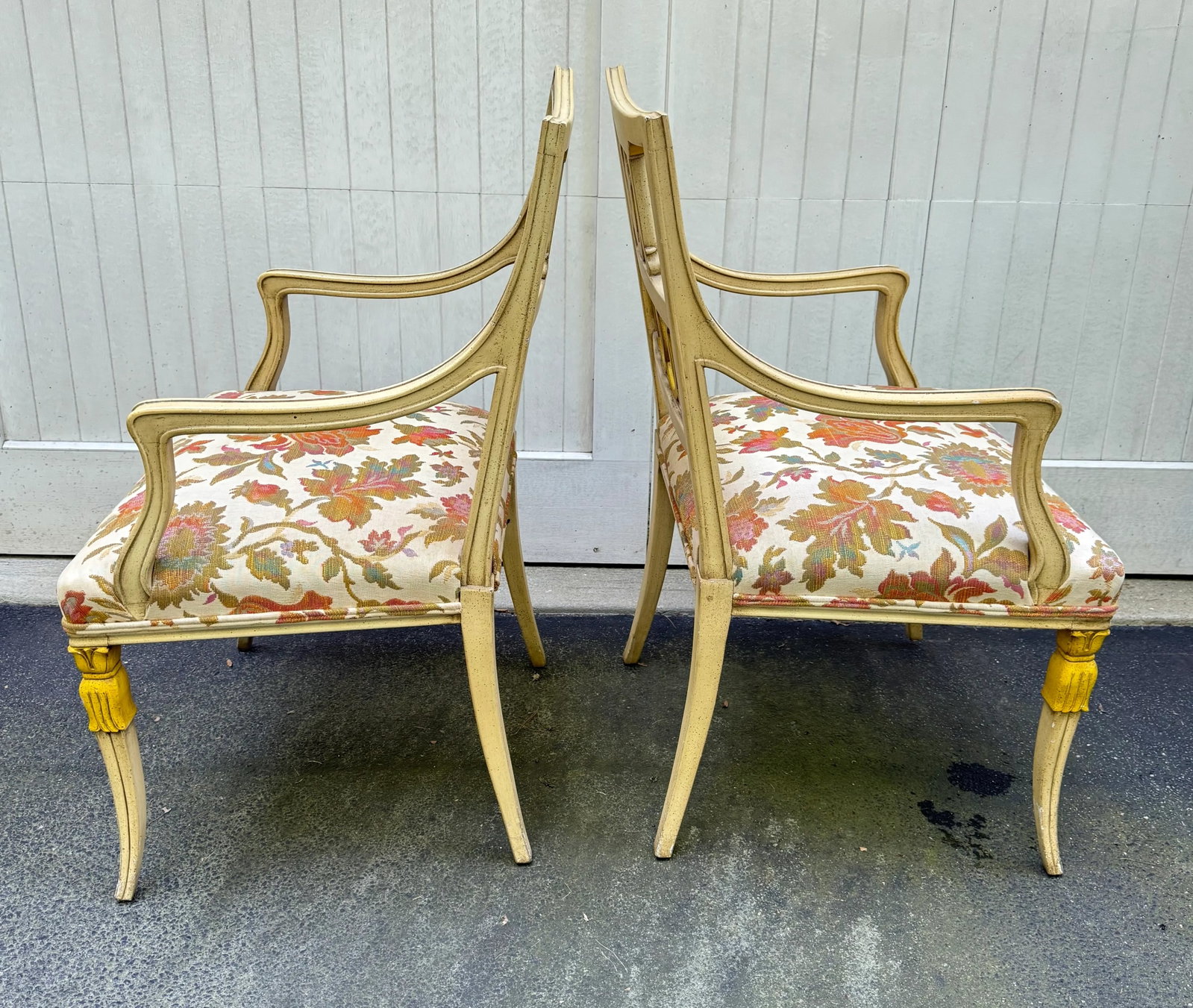 Hollywood Regency Neoclassical Arm Chairs - A Pair - 10