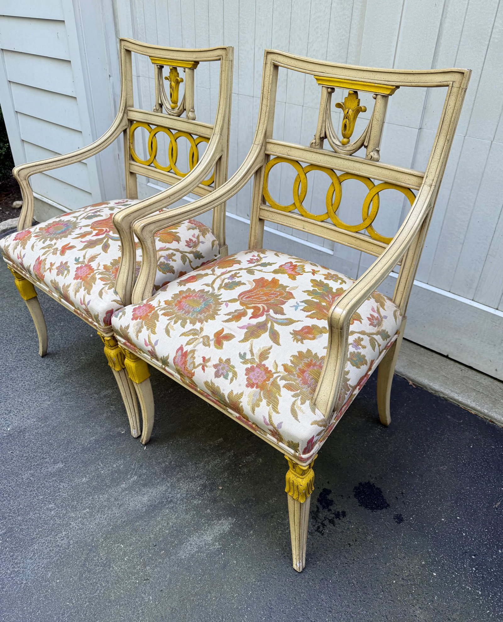 Hollywood Regency Neoclassical Arm Chairs - A Pair - 12
