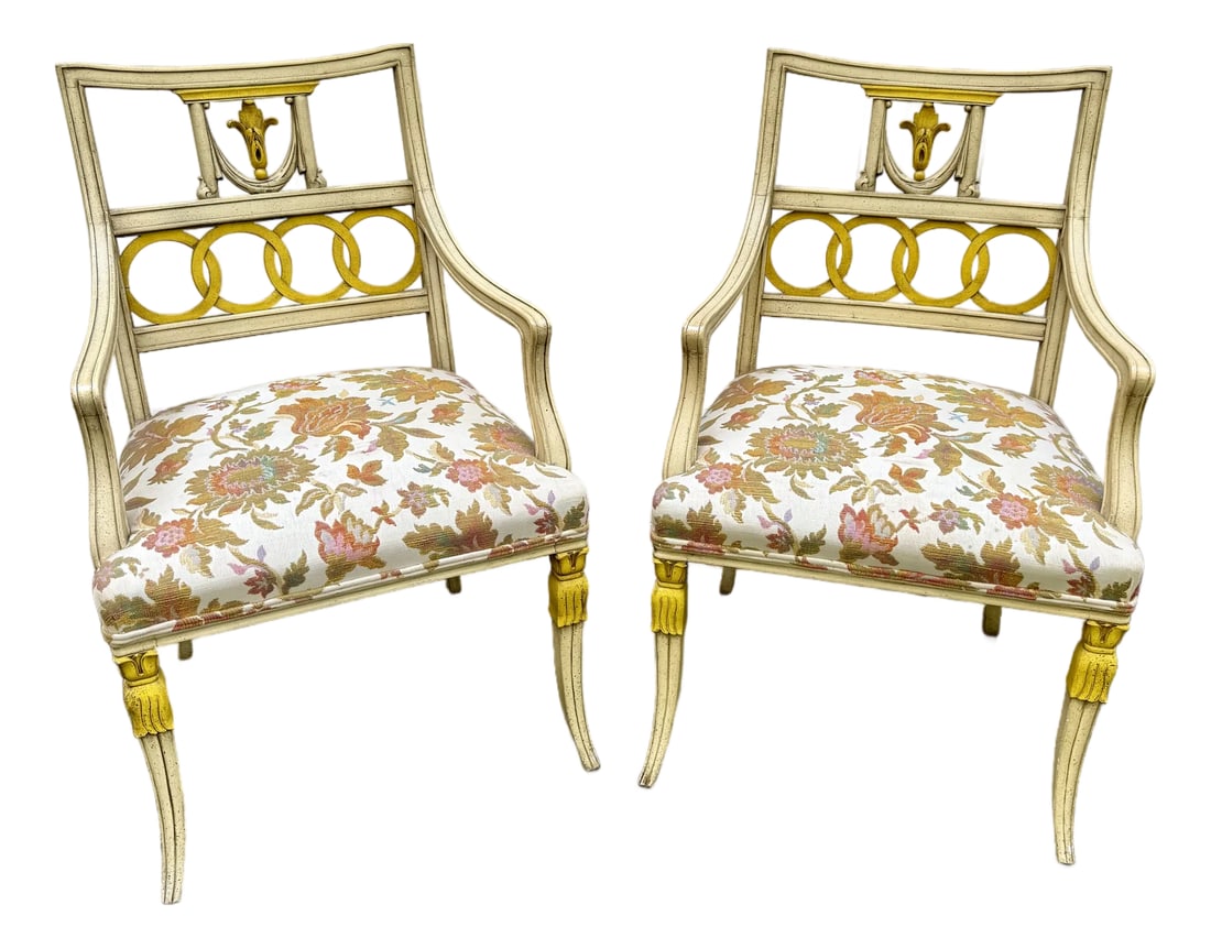 Hollywood Regency Neoclassical Arm Chairs - A Pair (1 of 13)