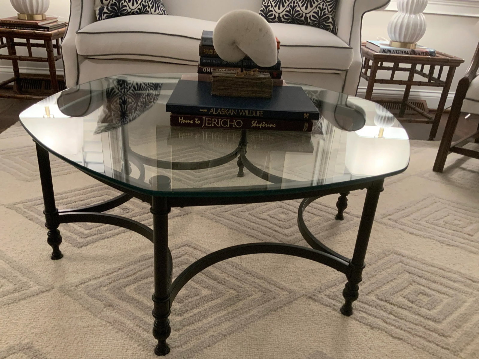 Black & Glass Hexagon Coffee Table - 11