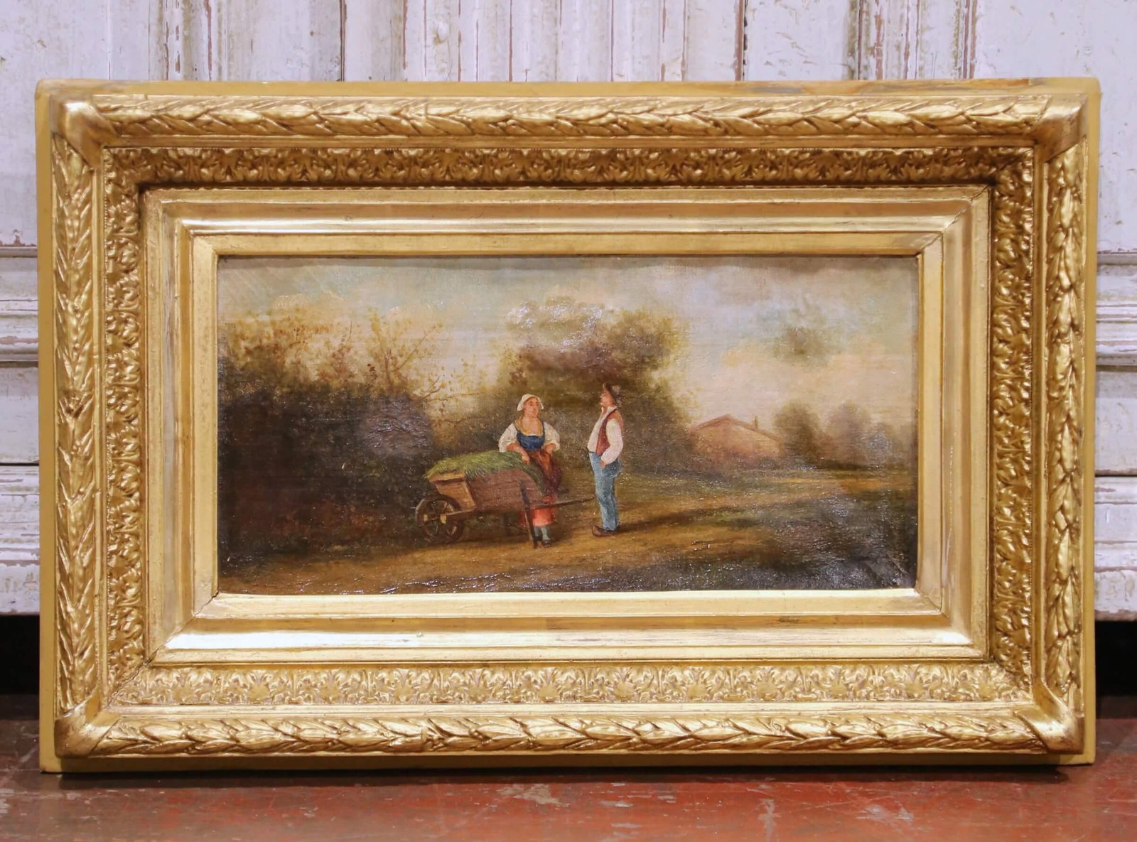 Pair of 18th Century French Pastoral Oil Paintings in Original Gilt Frames - 5