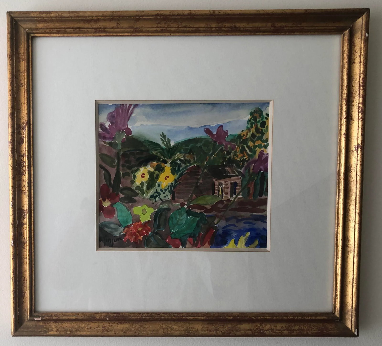 1990s Alexandre Minguet Impressionist Watercolor Painting of St. Martin, Framed - 9