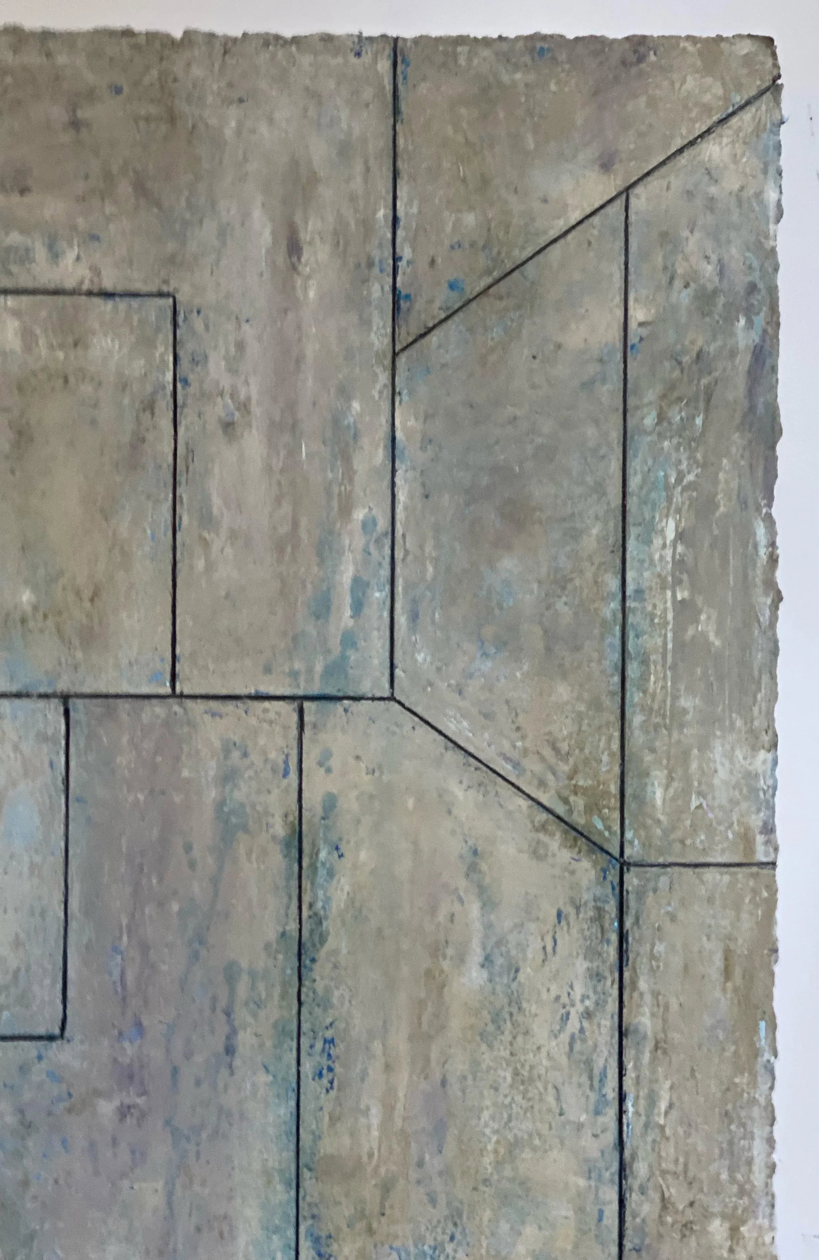 Contemporary Geometric Abstract Neutral Oil Painting on Paper by Stephen Cimini - 2