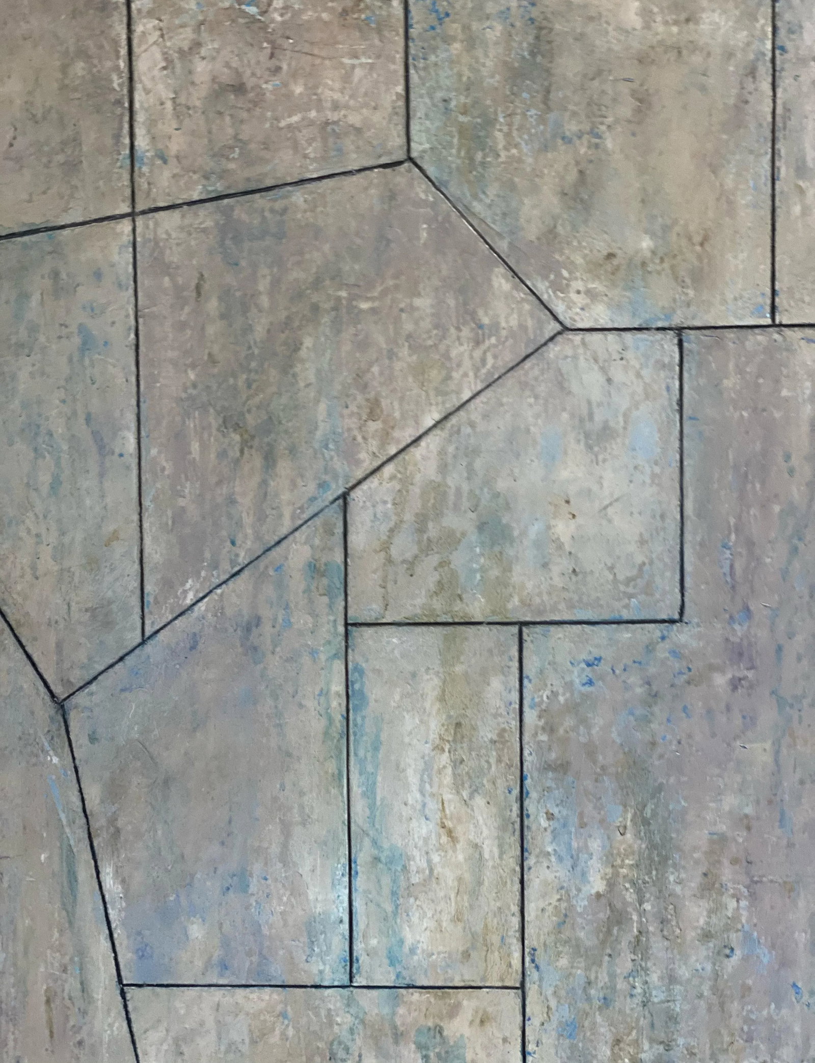 Contemporary Geometric Abstract Neutral Oil Painting on Paper by Stephen Cimini - 5