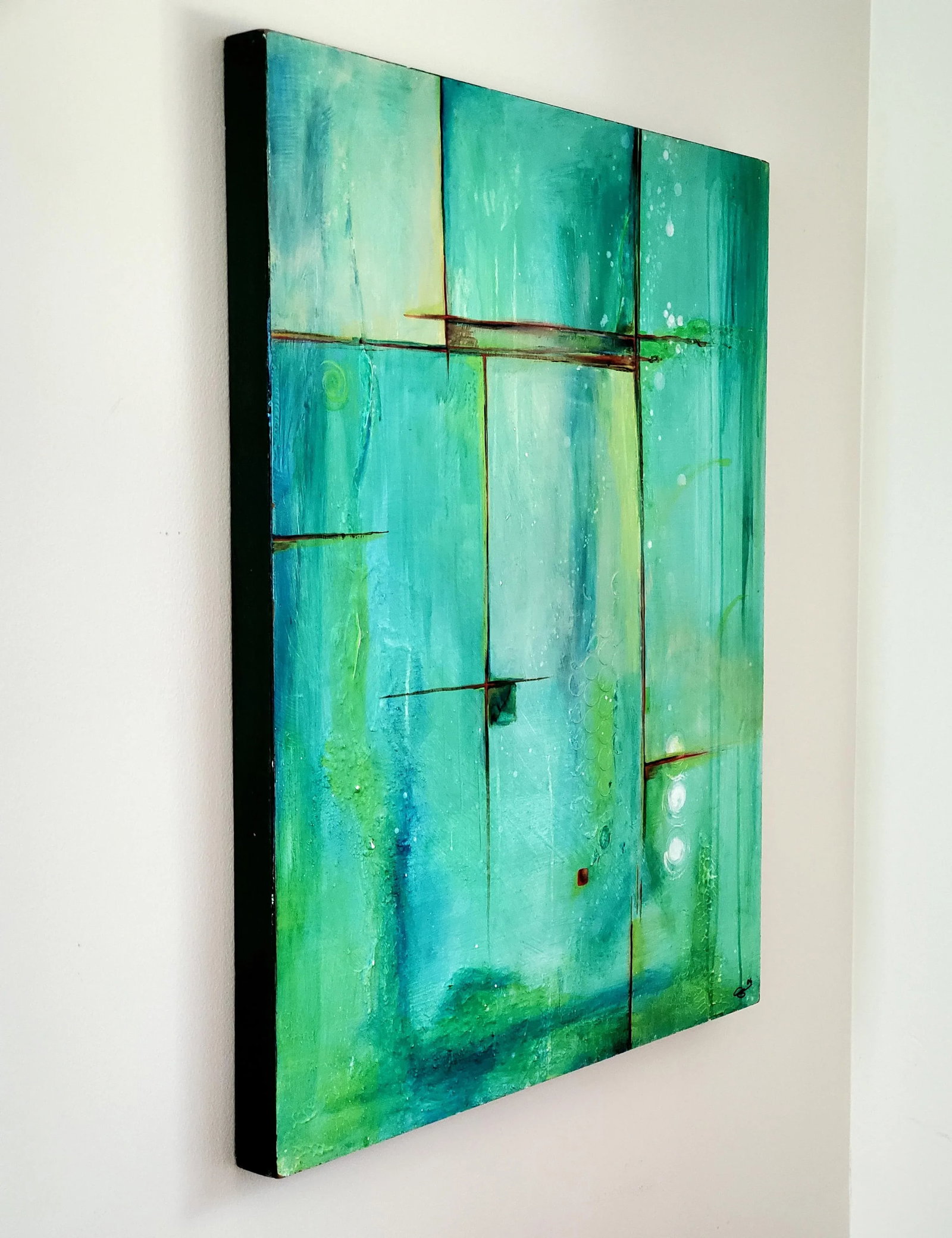 "Terrain" Abstract Textured Mixed Media Painting on Board, Signed - 4