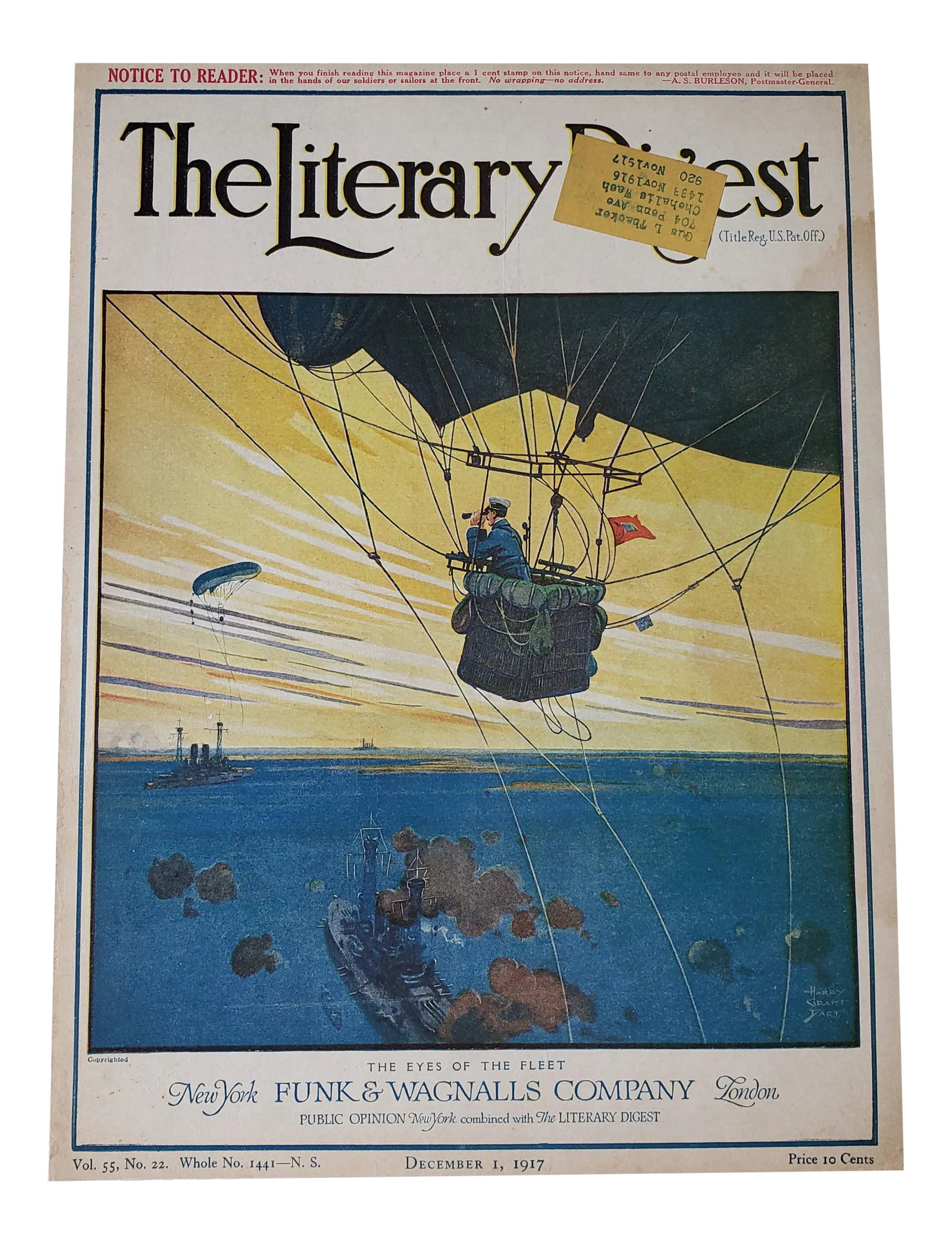 1910s Aerial Seascape With Hot Air Balloon Art Print