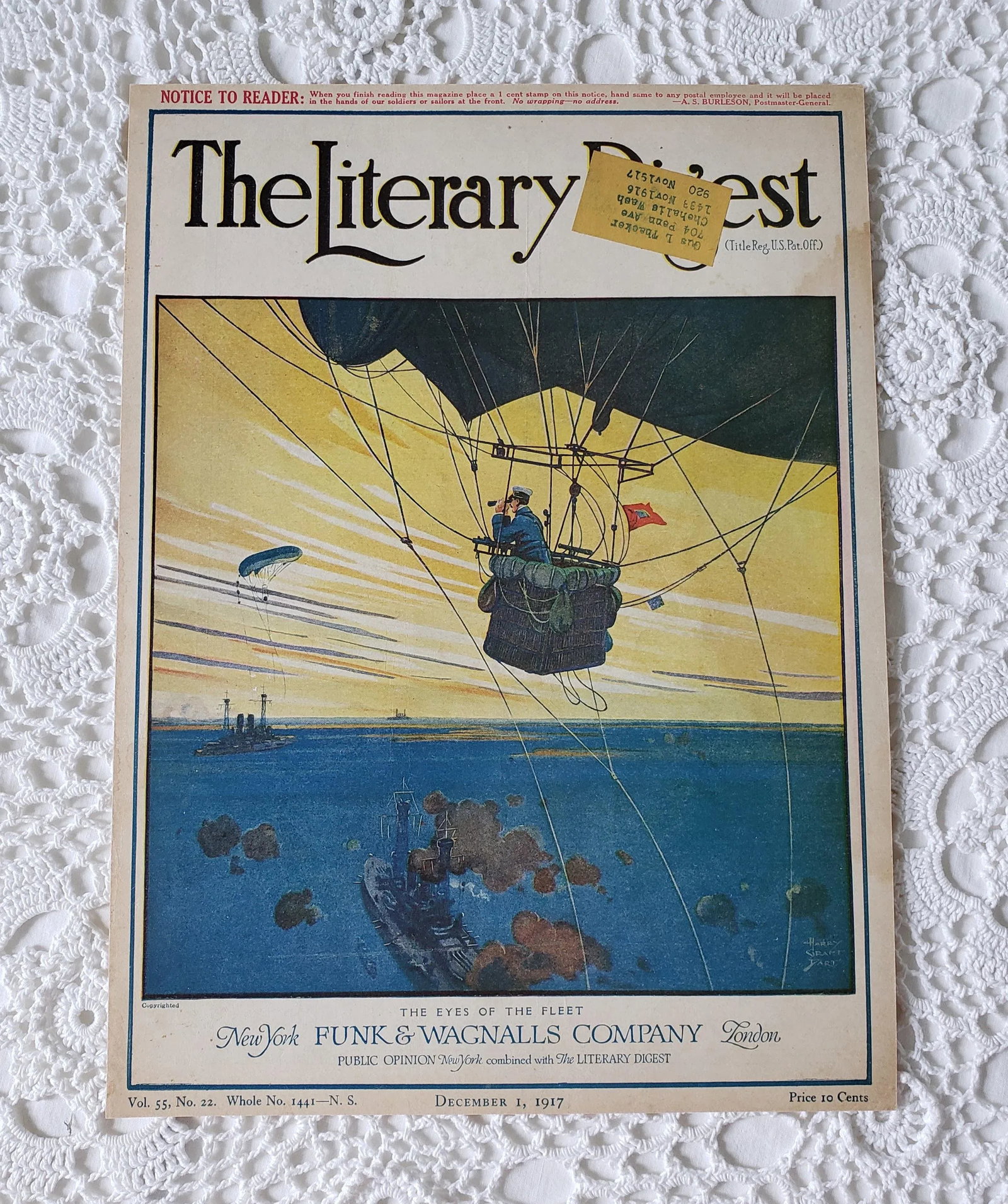 1910s Aerial Seascape With Hot Air Balloon Art Print - 3