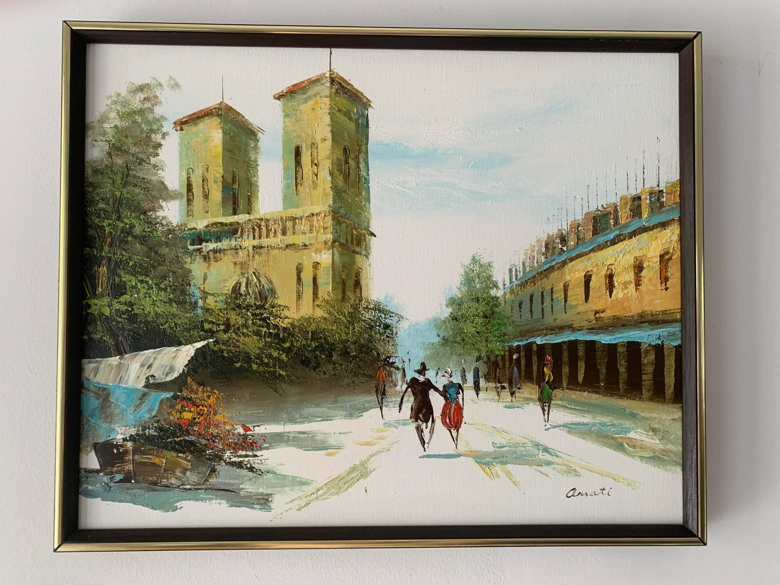 Mid 20th Century European Architectural Street Scene Oil Painting by Arsati, Framed - 10