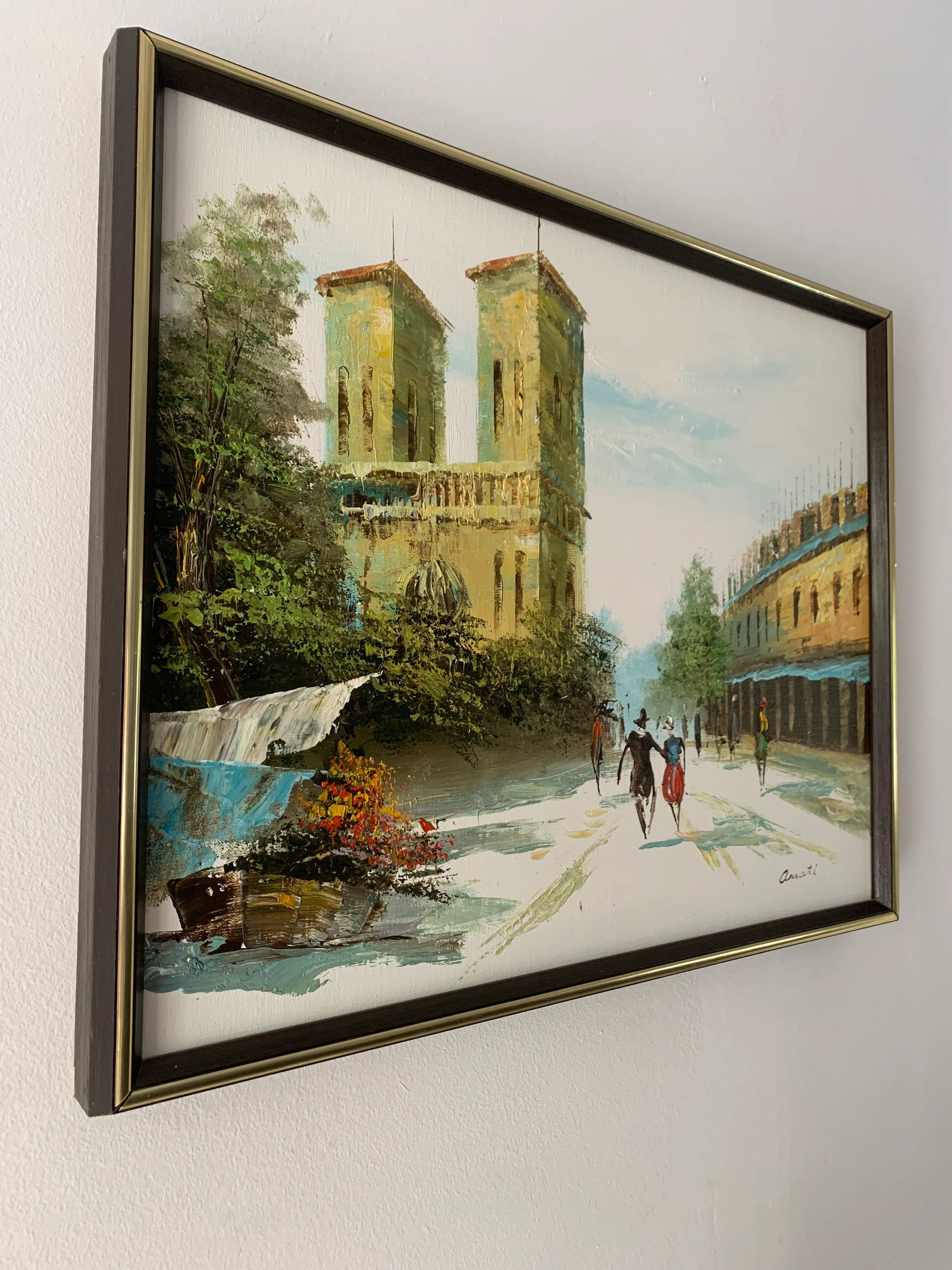 Mid 20th Century European Architectural Street Scene Oil Painting by Arsati, Framed - 2