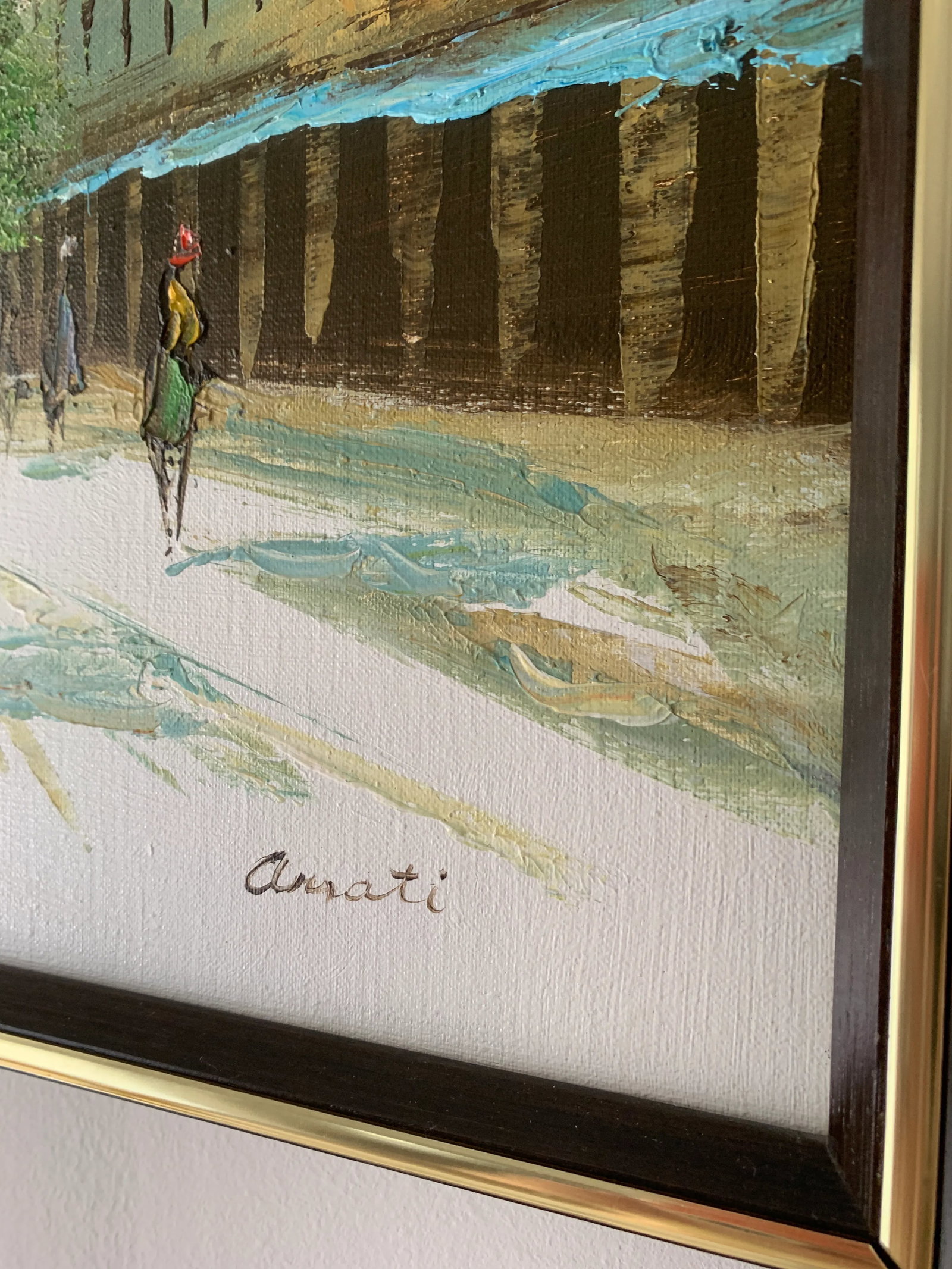 Mid 20th Century European Architectural Street Scene Oil Painting by Arsati, Framed - 4