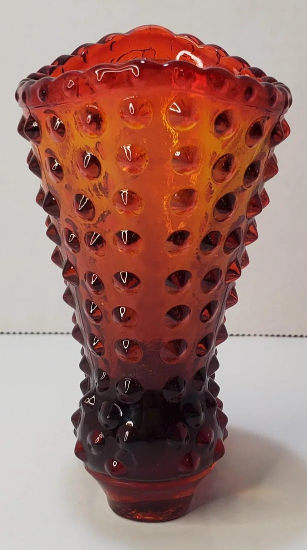 Fenton Amberina Hobnail Victorian Boot Bud Vase - 5