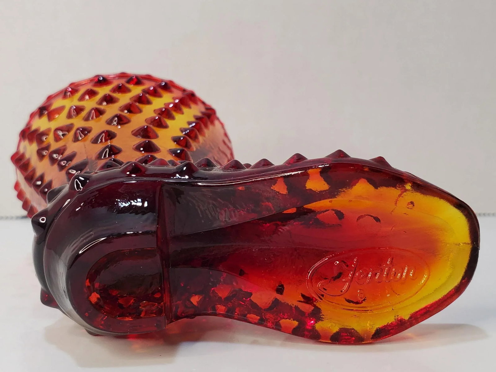 Fenton Amberina Hobnail Victorian Boot Bud Vase - 6